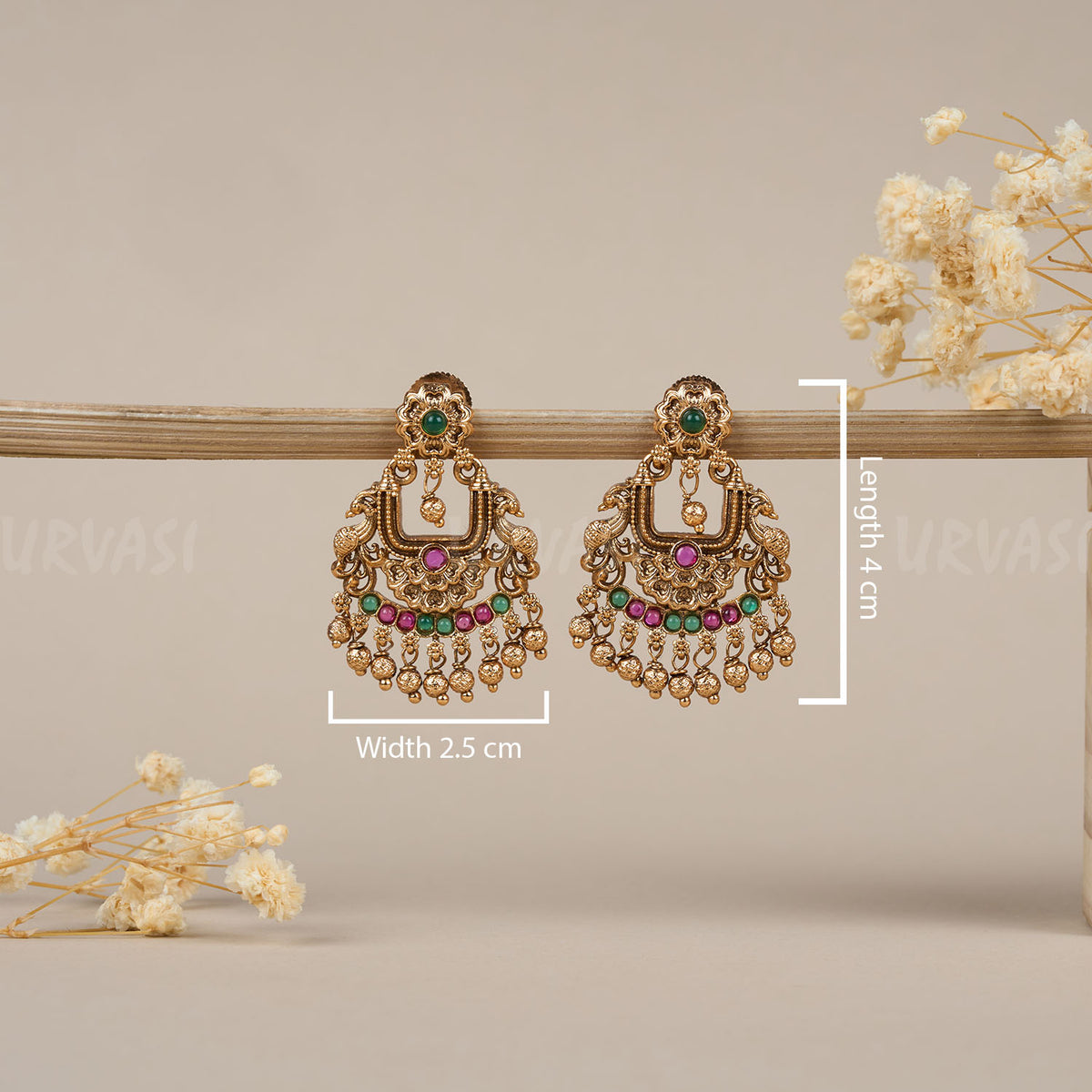 Gold-Toned Peacock Motif Earrings ER 104
