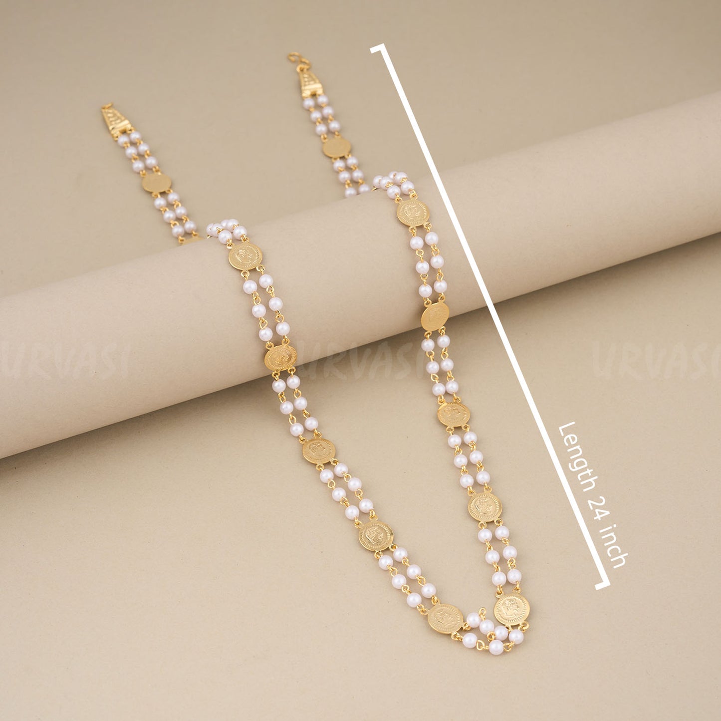 Gold-Toned kaasu X Pearl Mala MA 001