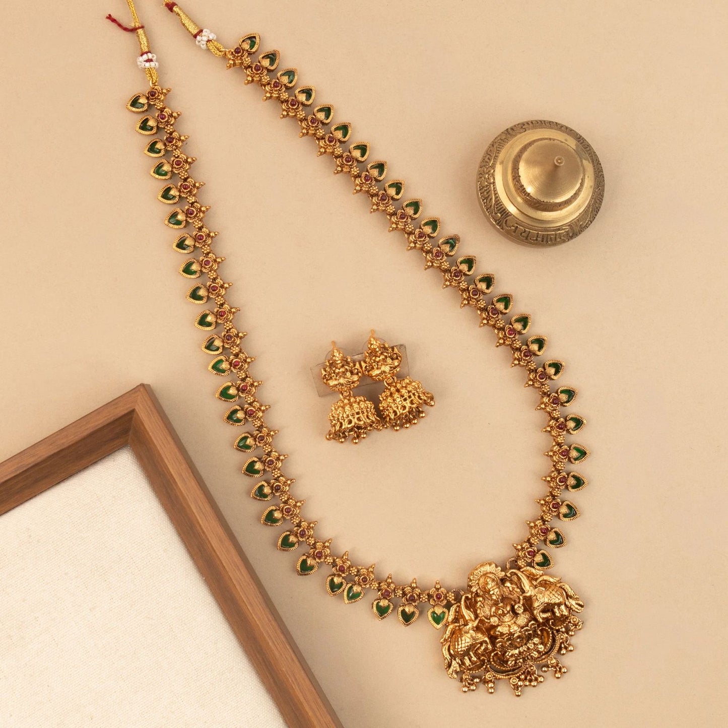 Gold-Polish Palakka Lakshmi Necklace 1671