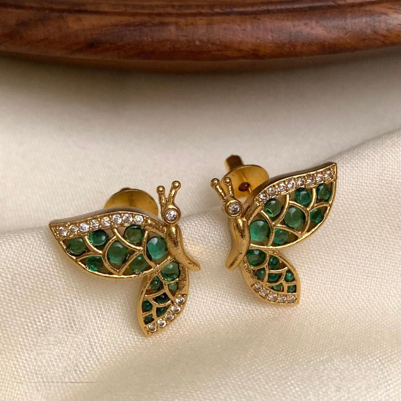 Gold-Toned Butterfly Designed Stud Earrings ER 889