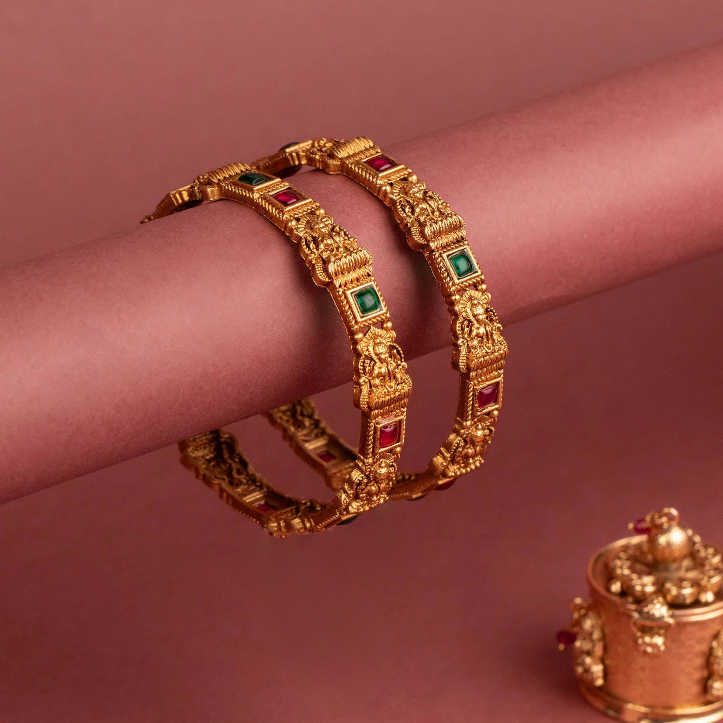 Gold-Toned Lakshmi Stone bangles BA 331{Set of 2}