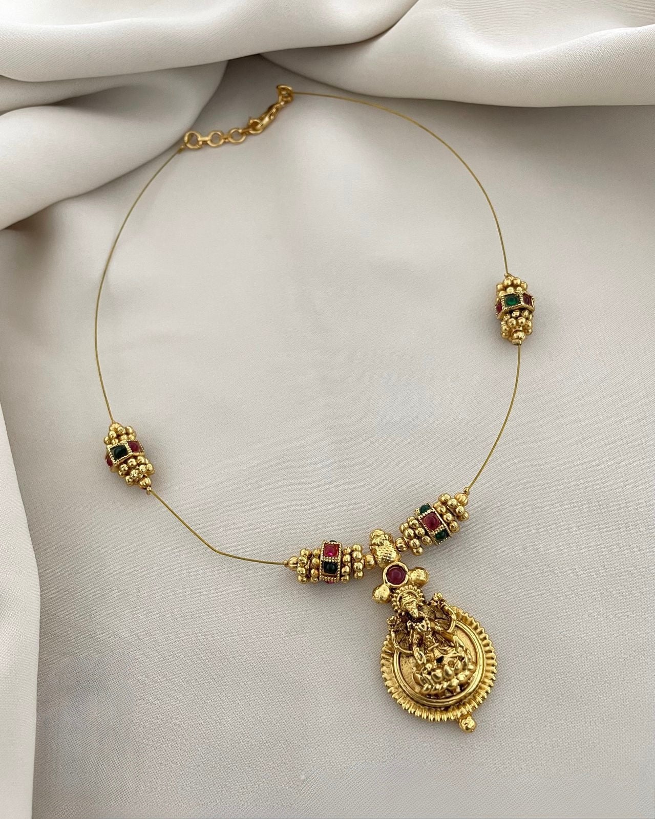 Gold-Polish Lakshmi Invisible Choker Necklace 1176