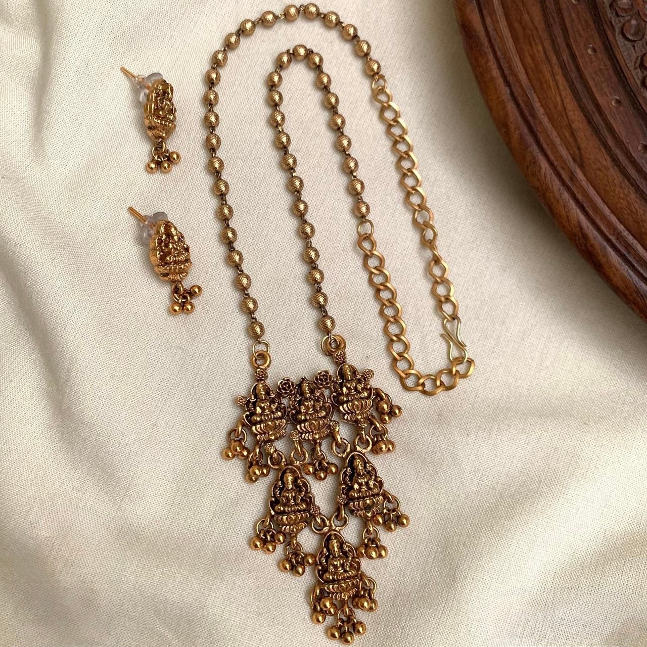 Gold-Toned Lakshmi Floral Layer Necklace 1198
