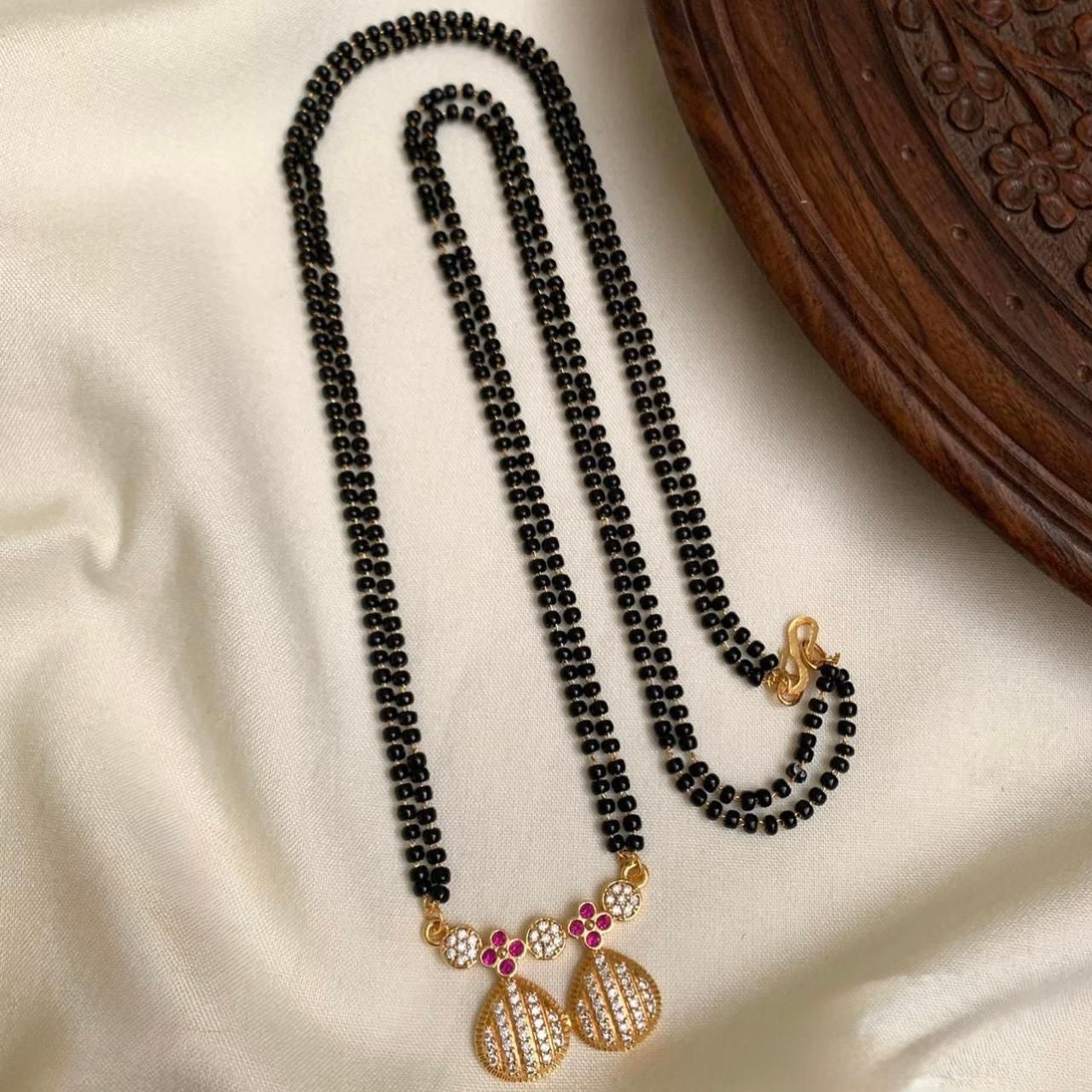 Gold-Toned Floral Mangalsutra Mala Ma 111
