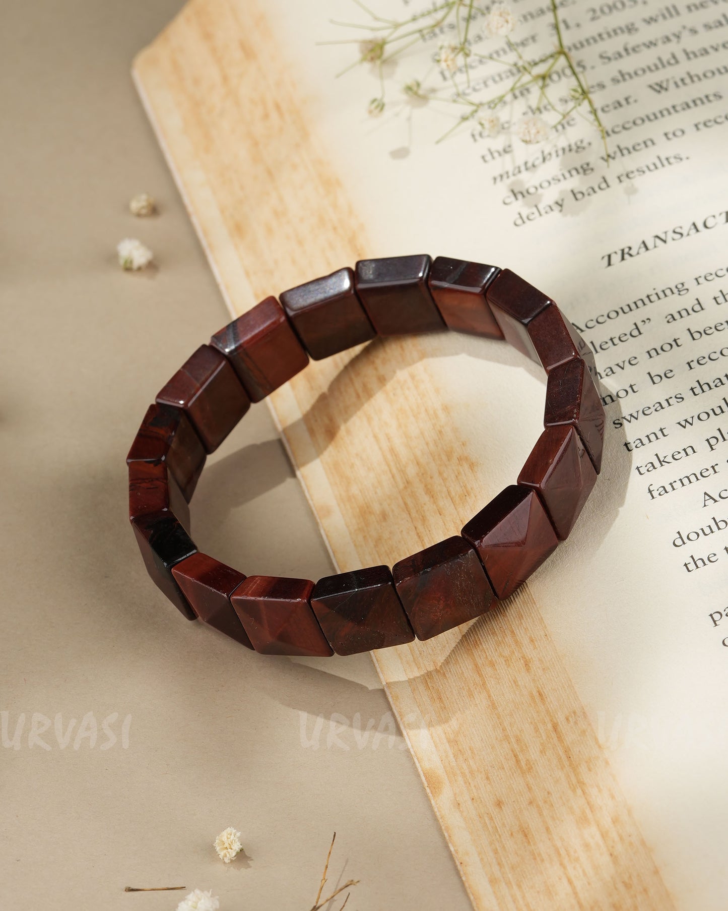 Hand-Made Red Tigers Eye Pyramid Stretchable Bracelet BR 72