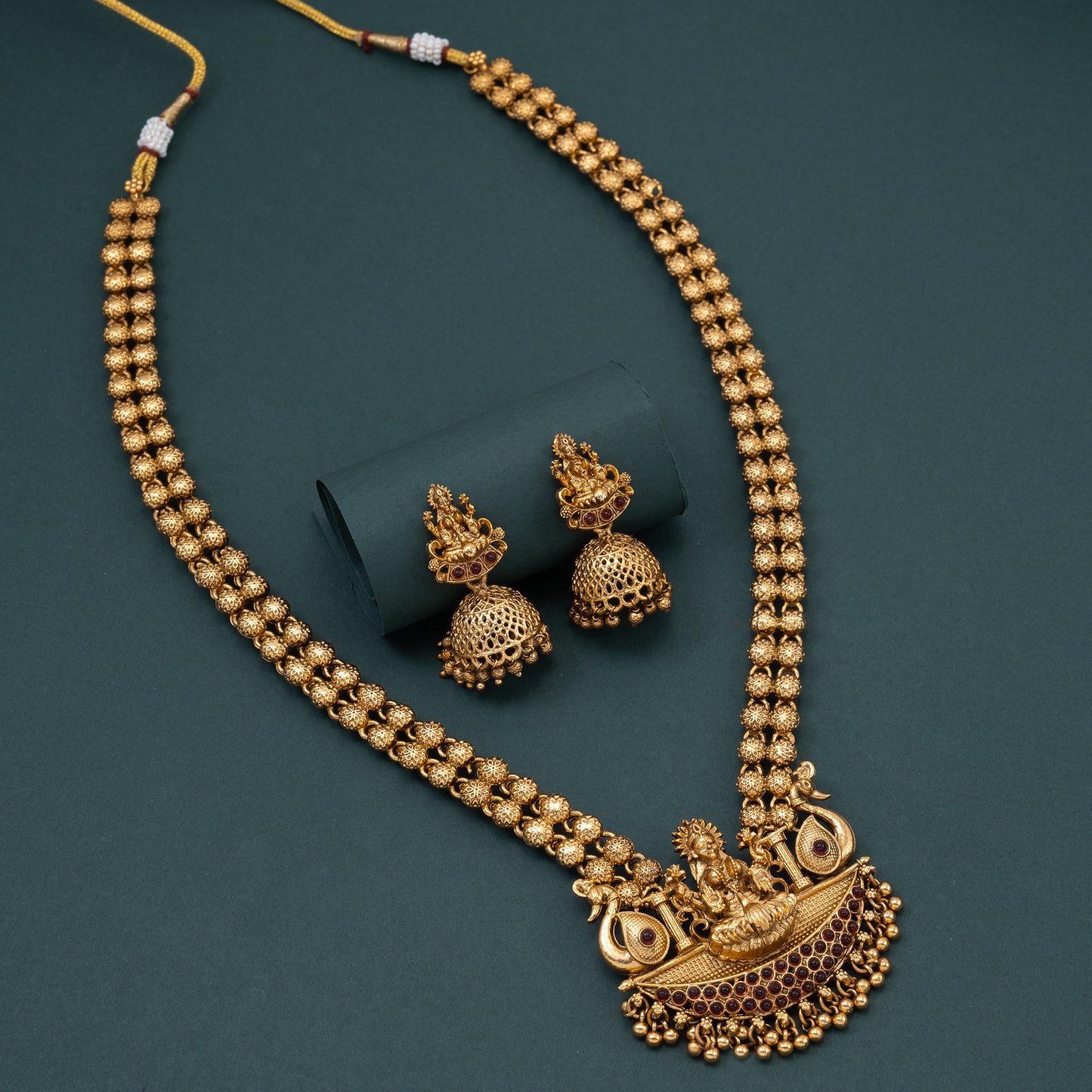 Lilavati Lakshmi Ball Pendant Long Haram Necklace 037