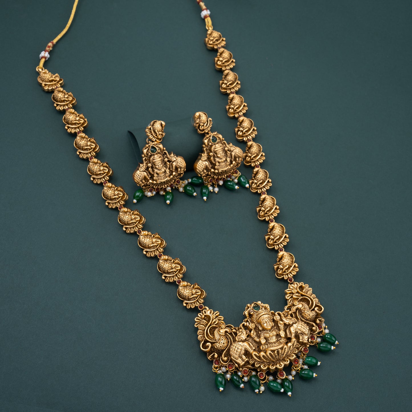 Gold-Toned Peacock Lakshmi Long Necklace 038