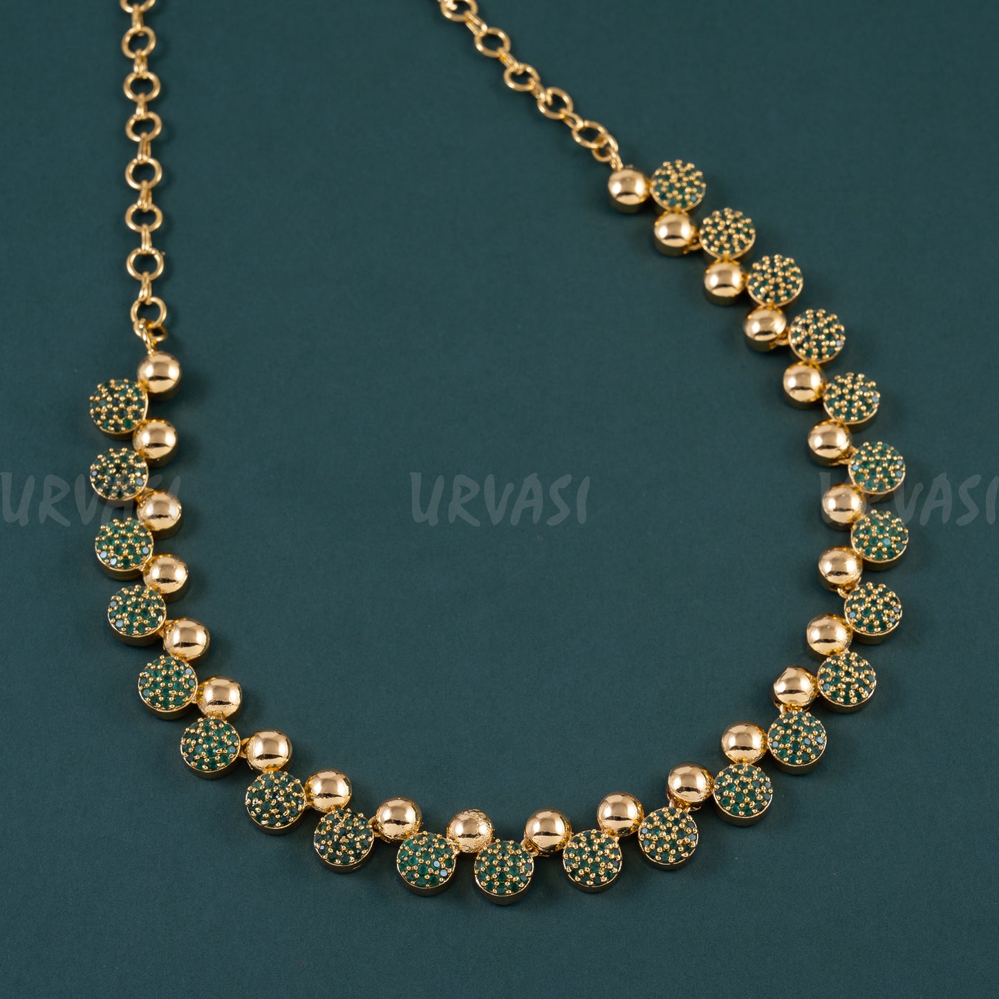 Gold polish AD Necklace 089
