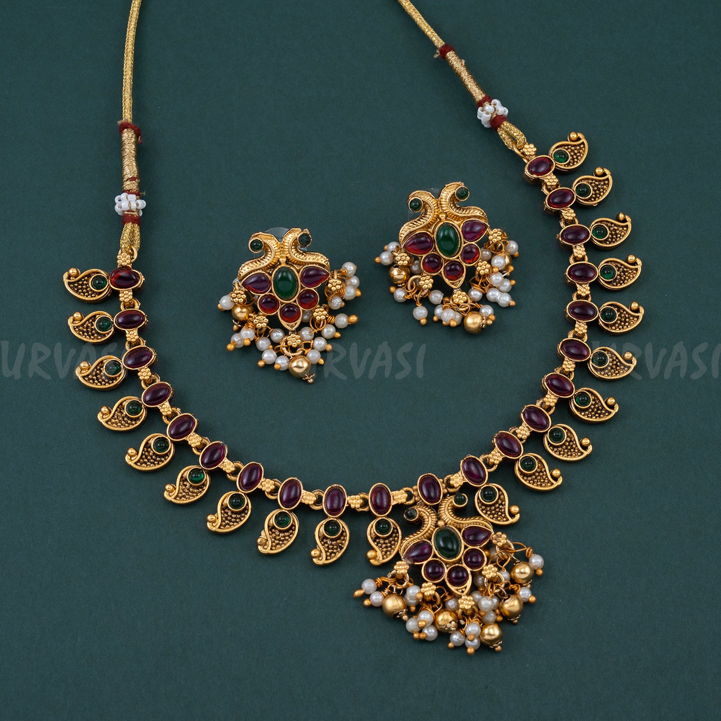 Gopika Mavu Pearl and Golden Beaded Necklace 209