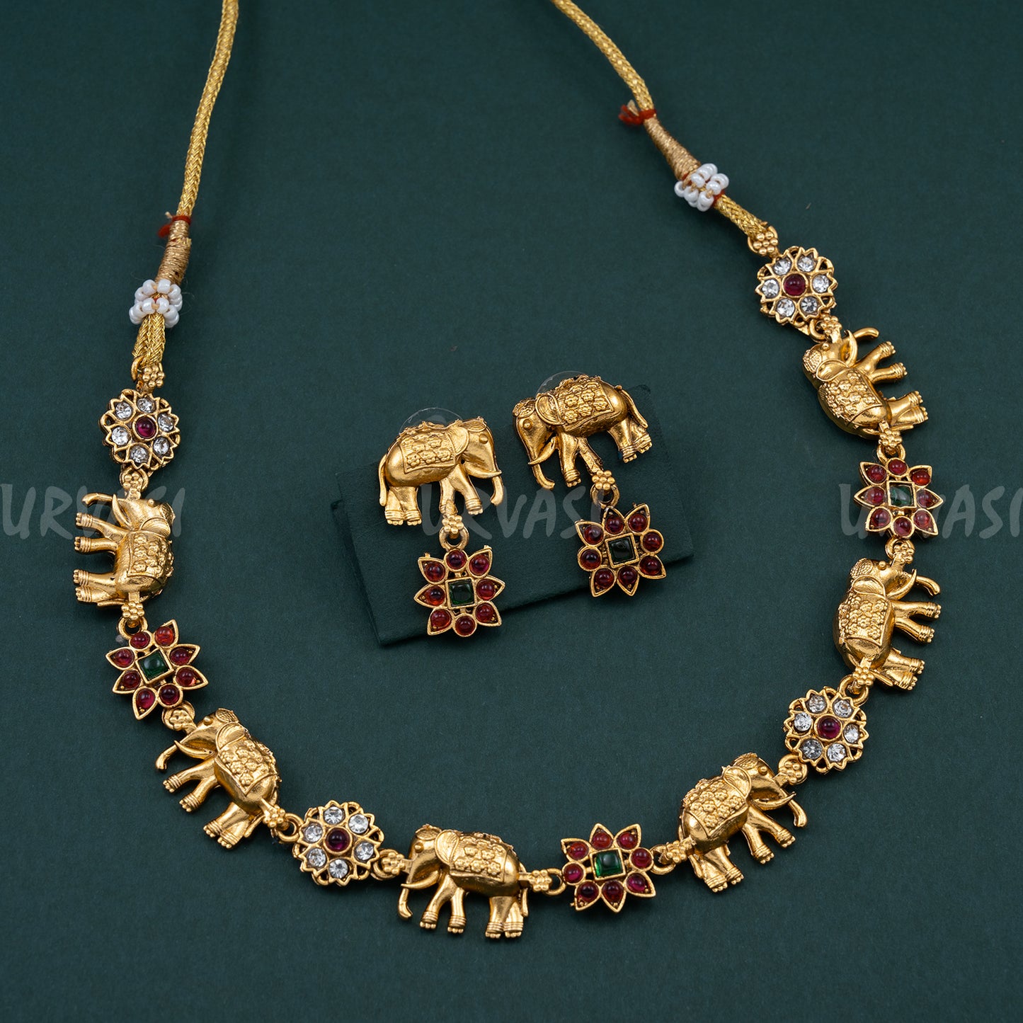Elephant Sufi Green And Ruby Necklace 187
