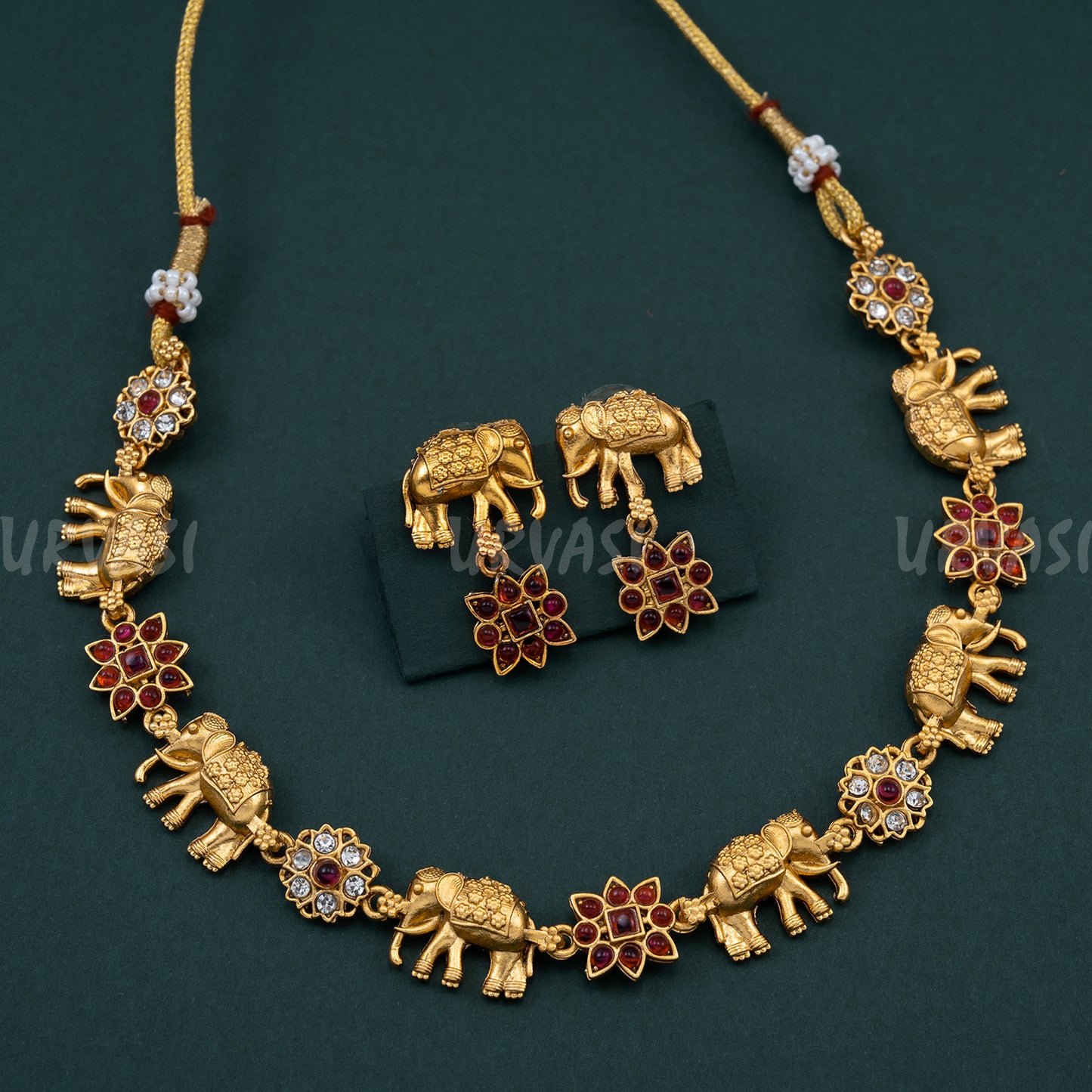 Elephant Sufi Green And Ruby Necklace 187