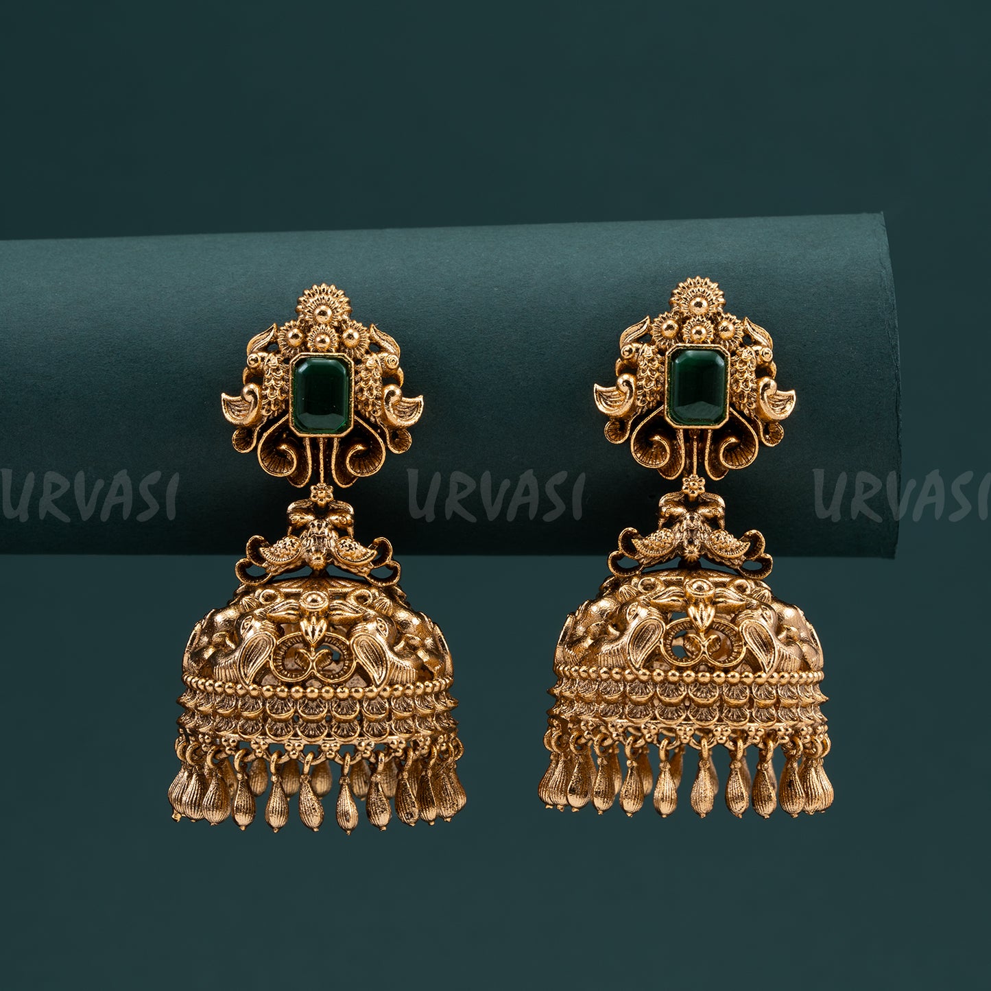 Gold-Toned Peacock Premium Jhumka Earrings ER 12