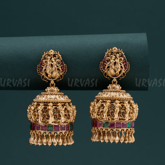 Premium Antique Krishna Radha Idol  Earrings ER 10