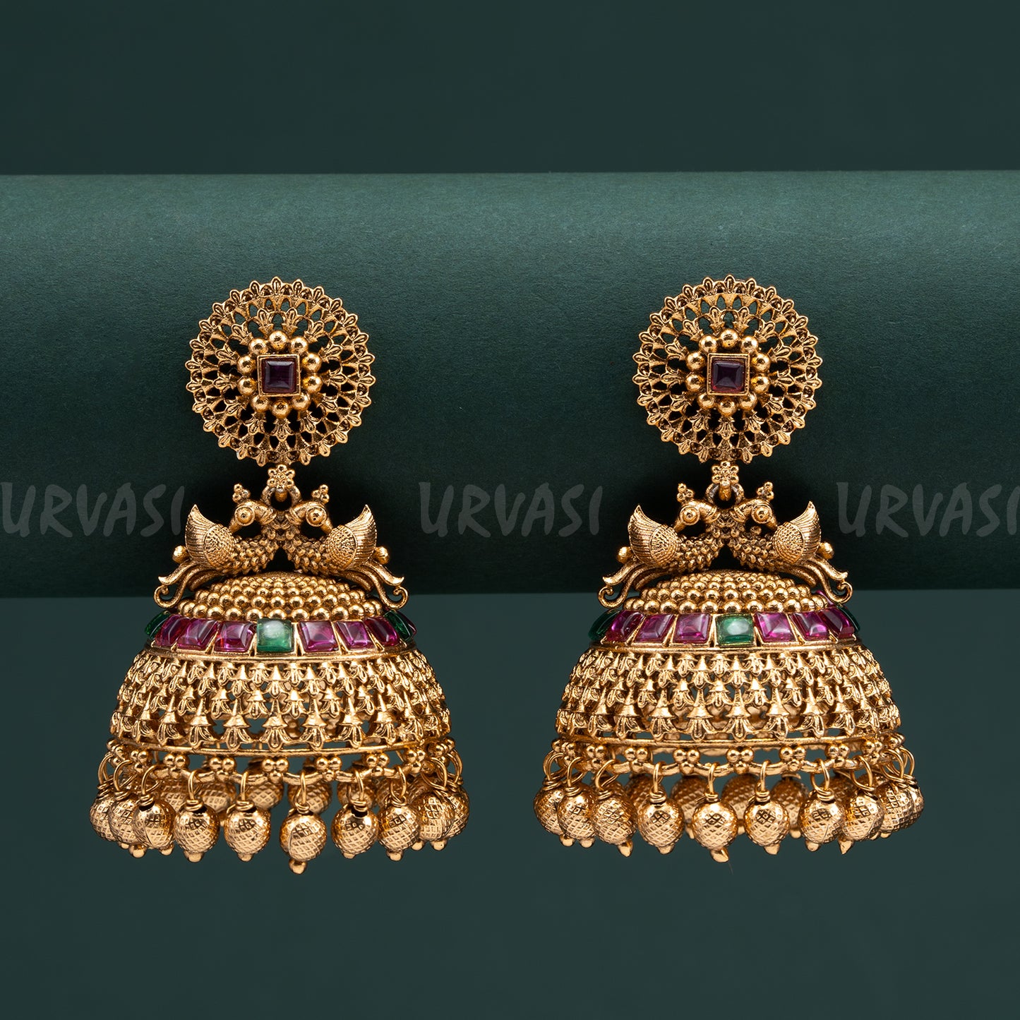 Gold-Toned Peacock Jhumka Earrings ER 04