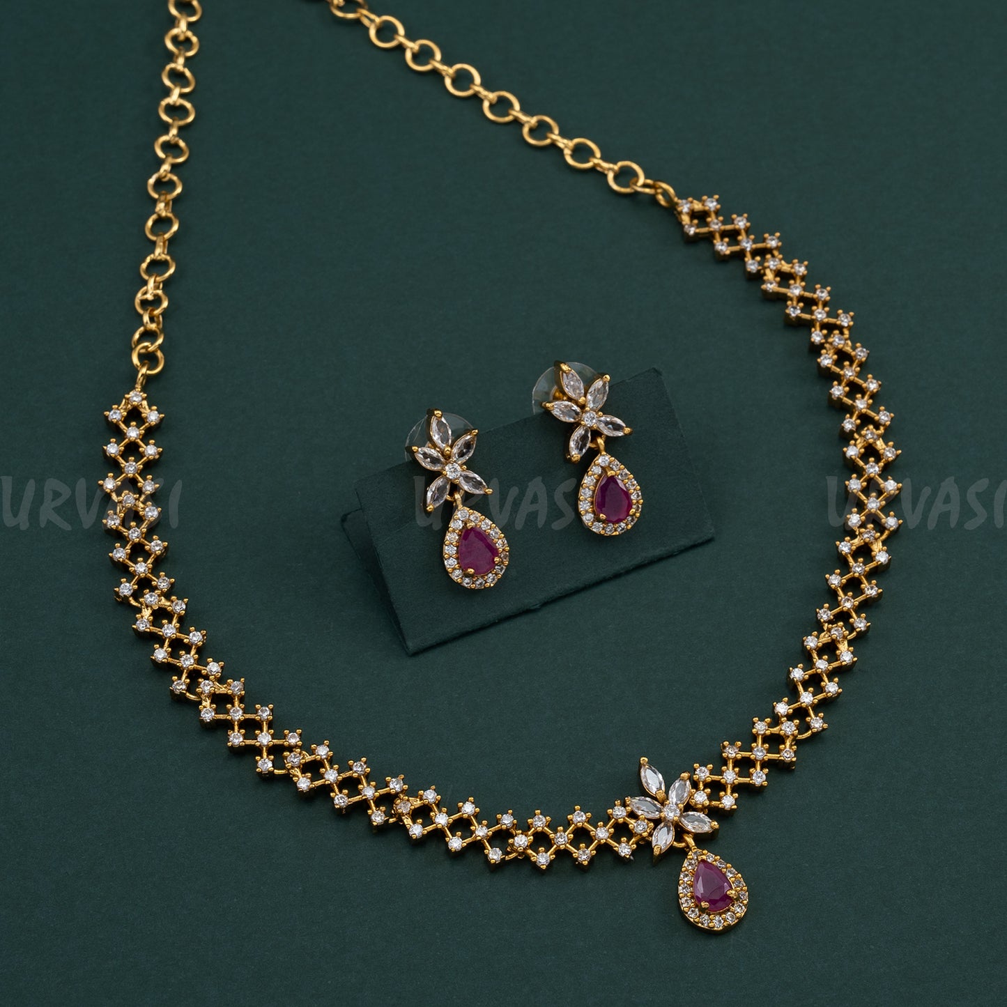 Mehandi Polish AD Necklace 224