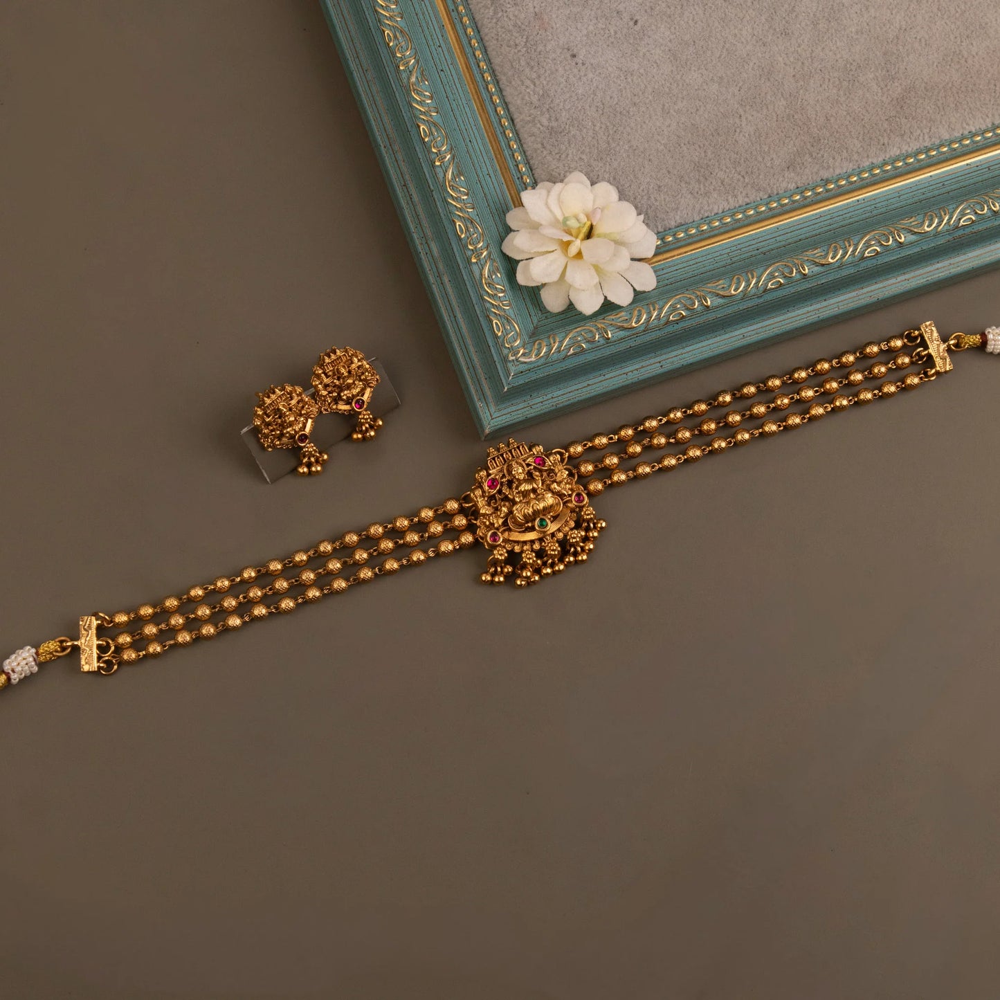 Gold-Toned Lakshmi Three-Layer Choker Necklace 1317