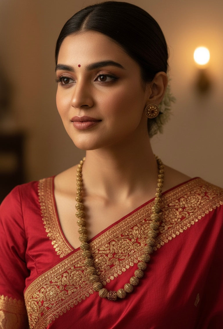 Gold-Toned Ball-Designed Long Necklace 1379