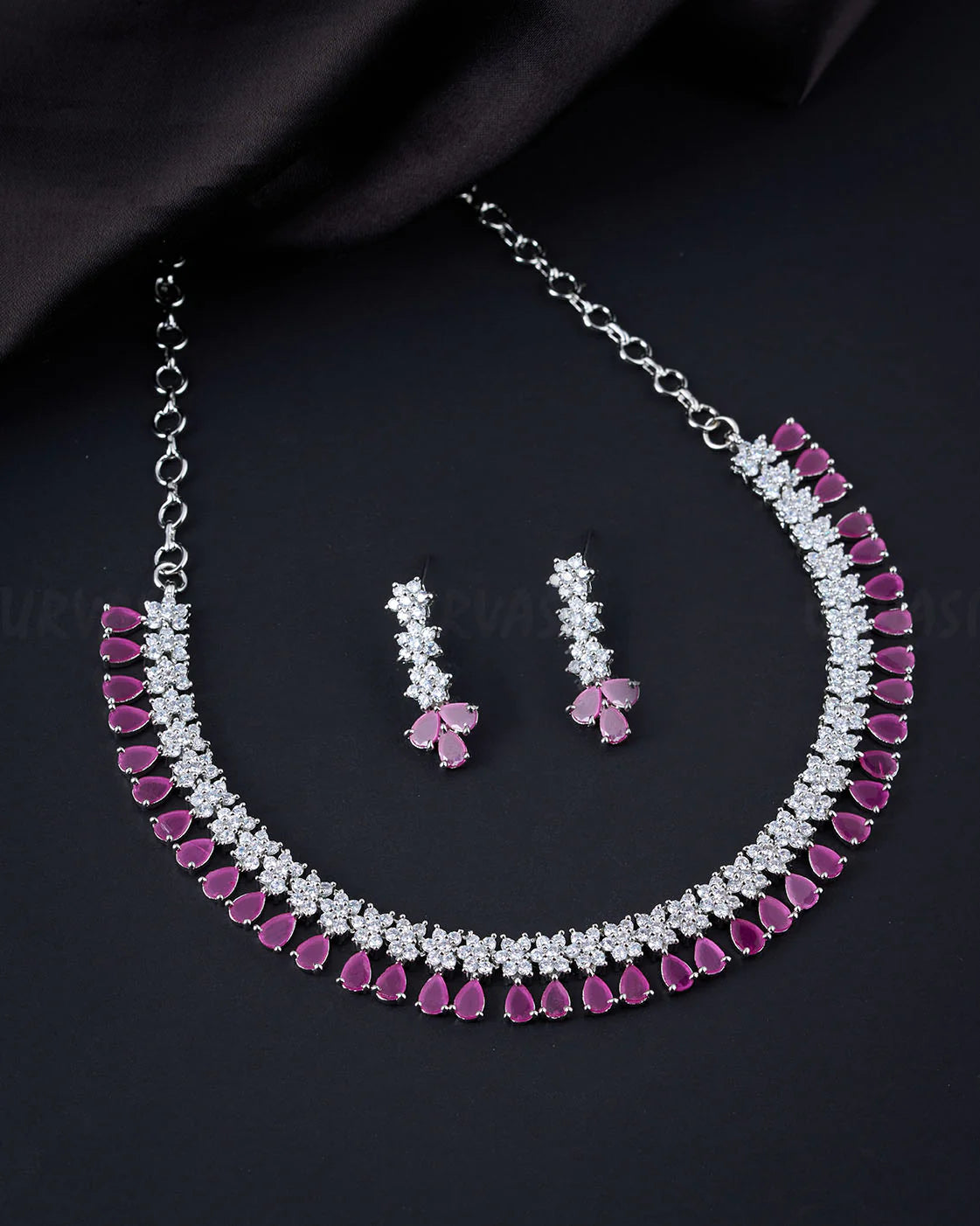 Rhodium Polish AD Necklace 633
