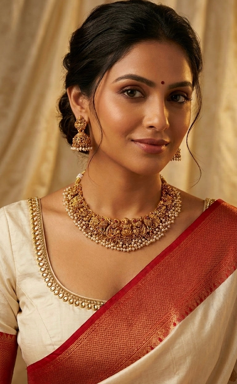 Gold-Toned Lakshmi Pendant Necklace 319