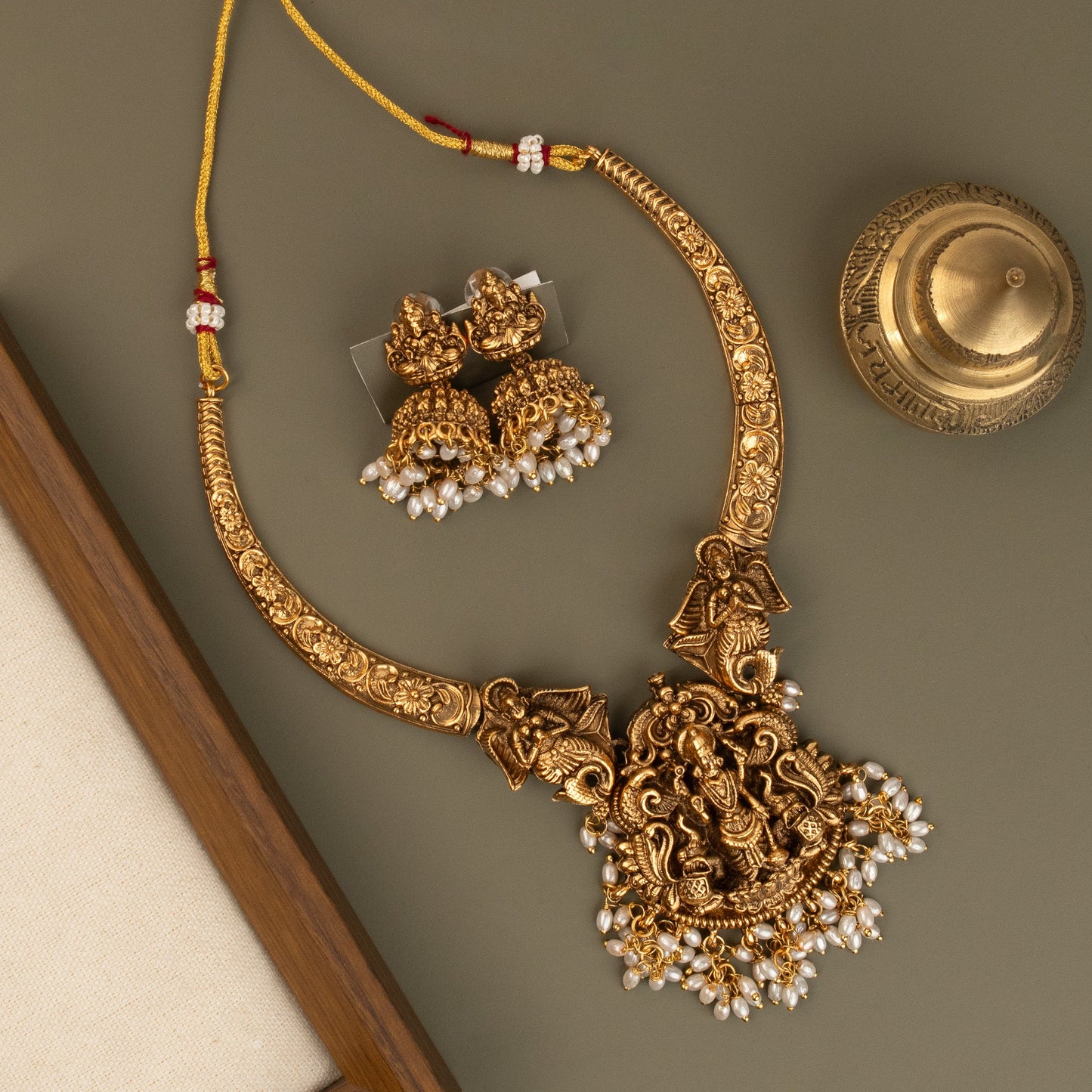 Gold-Toned Lakshmi Devi Pendent Necklace 1448