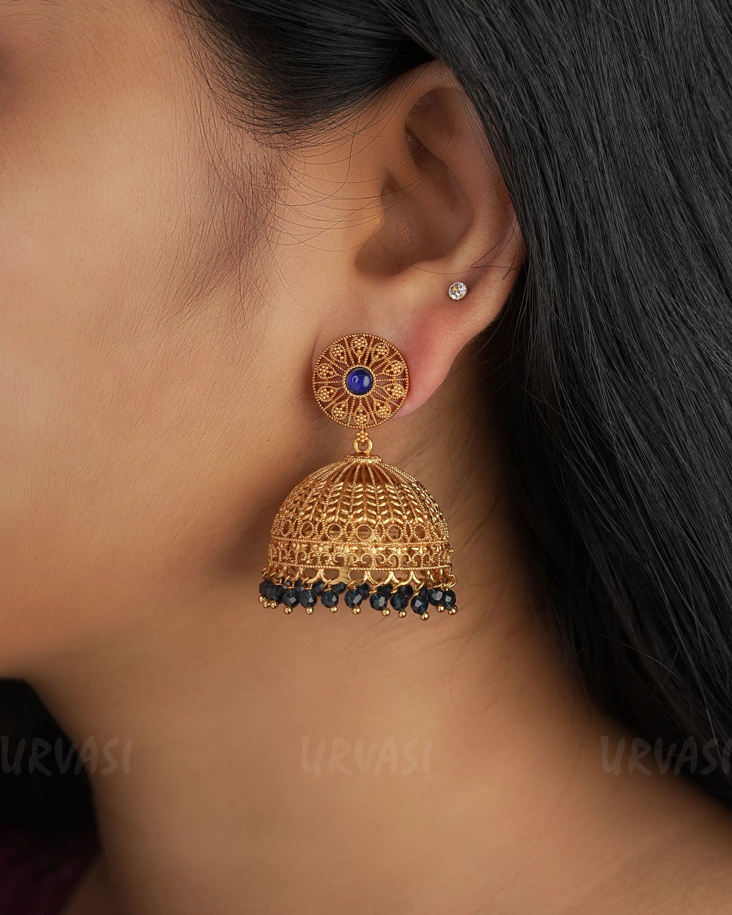 Gold-Toned Ruby Jhumka Earrings ER 321