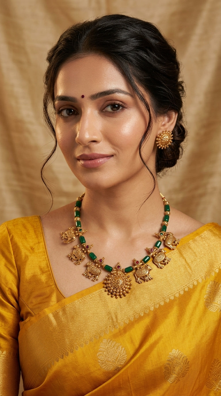 Gold-Toned Kamadhenu Inspired Necklace 1458