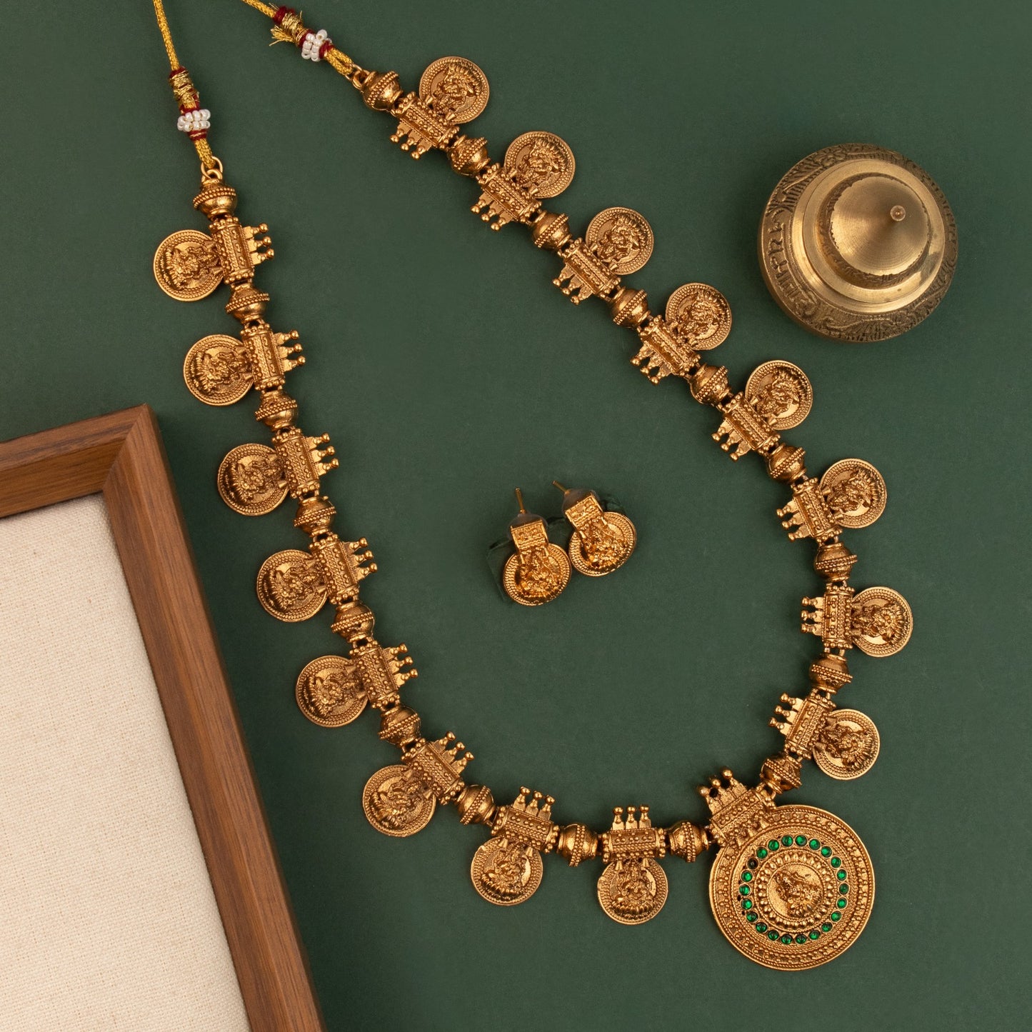 Gold-Polish Traditional Lakshmi Coin Long Necklace 1728