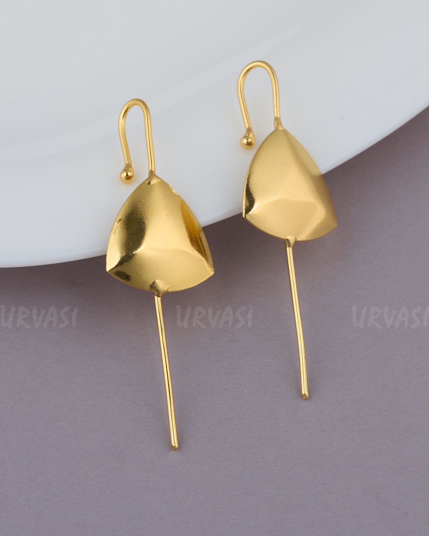 Gold-Toned Triangular Designed Statement Earrings ER 638