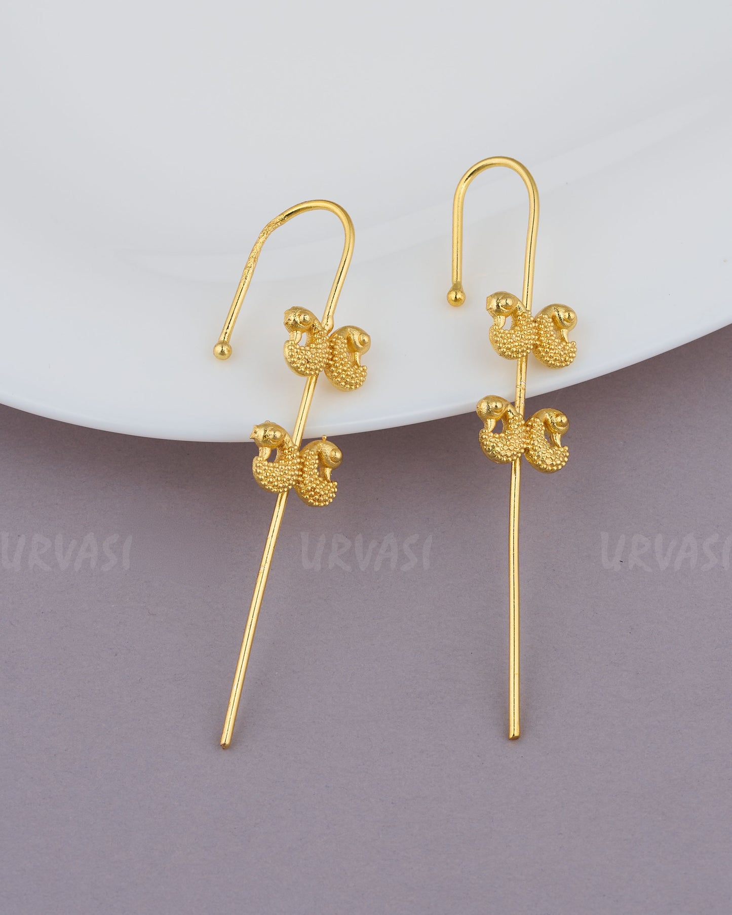 Gold-Toned Peacock Motif EarCuff Earrings ER 874