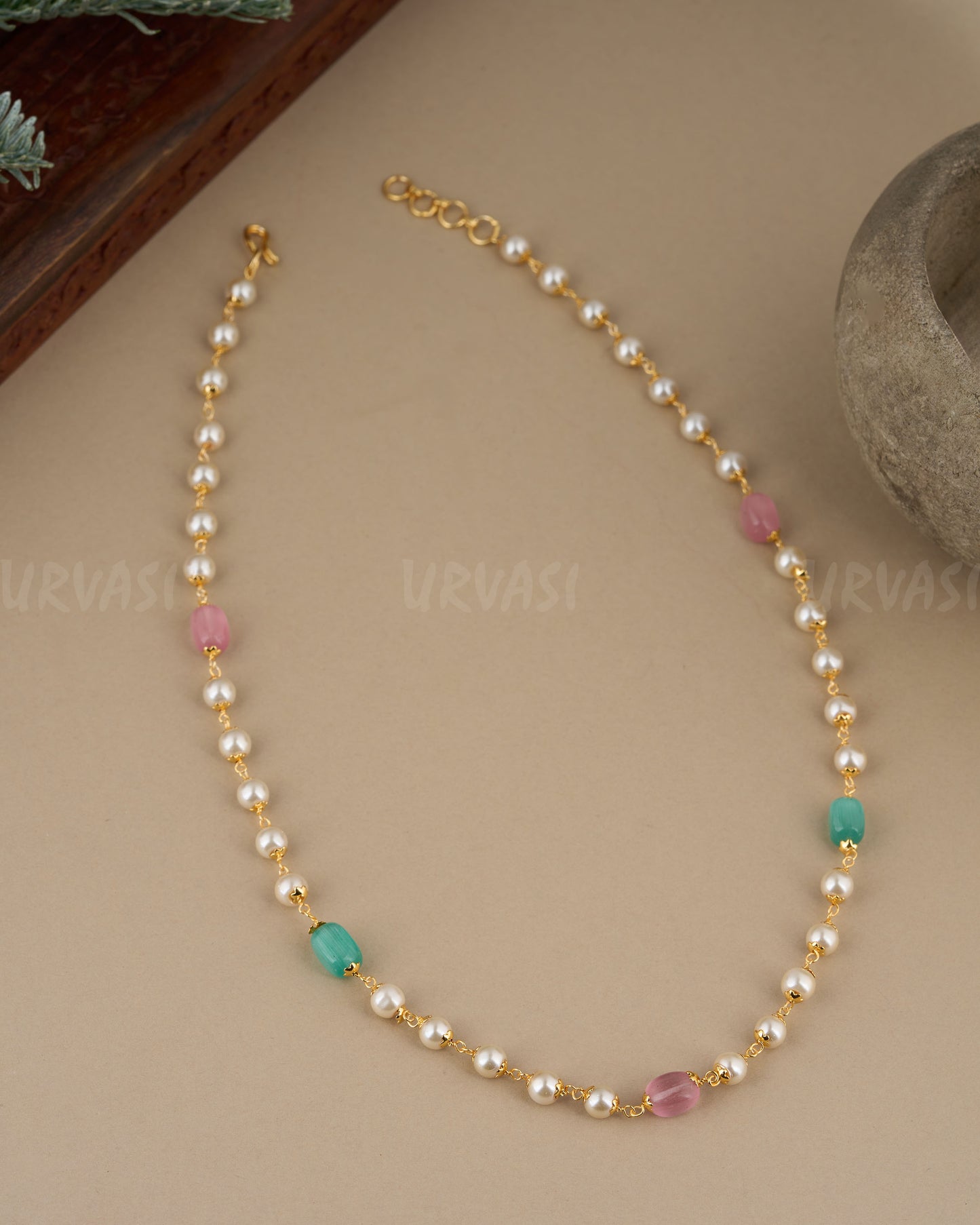 Gold-Toned ONE-LAYER Pastel Beaded Mala Ma 103