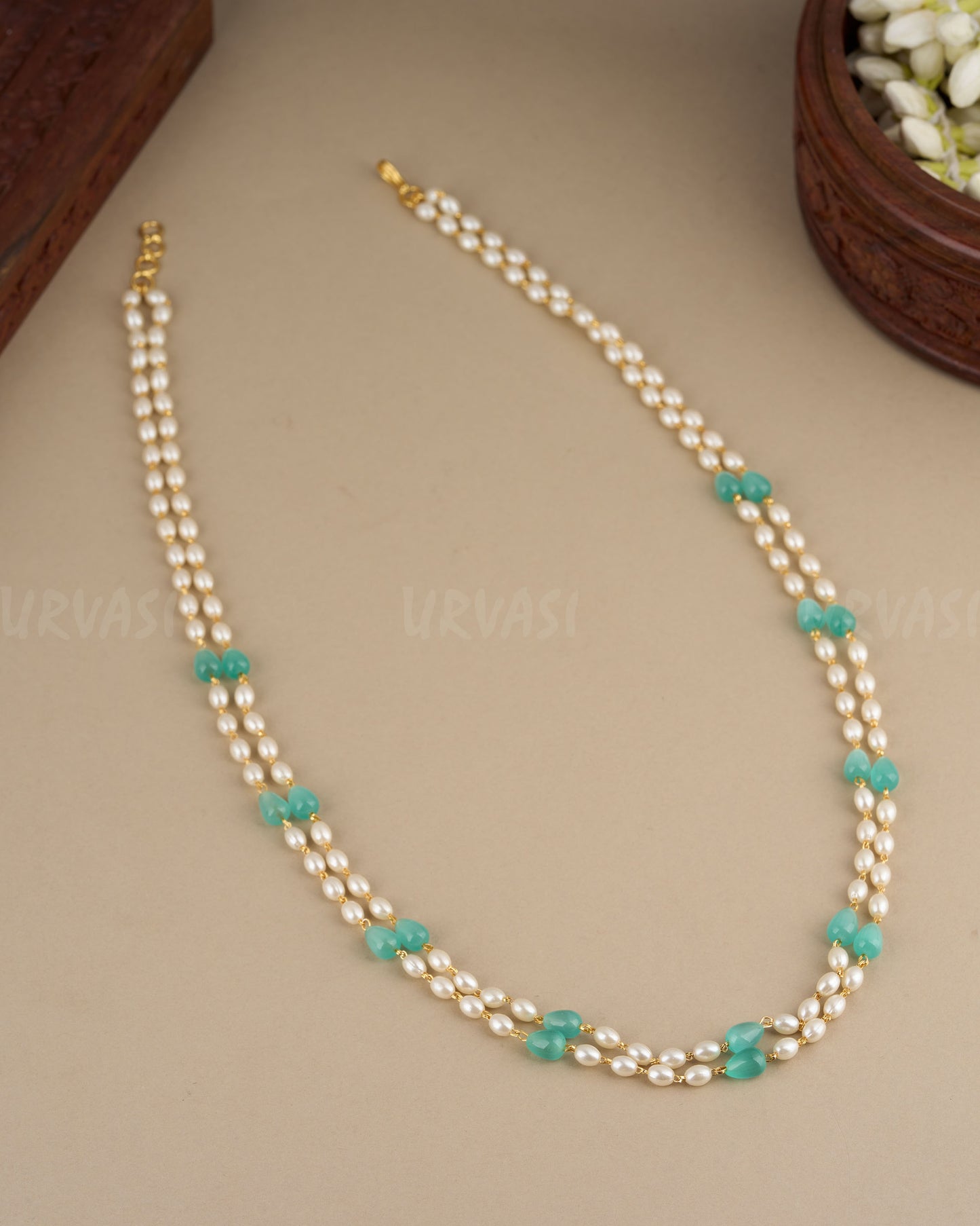 Gold-Toned Double-Layer Pearl Mala Ma 087