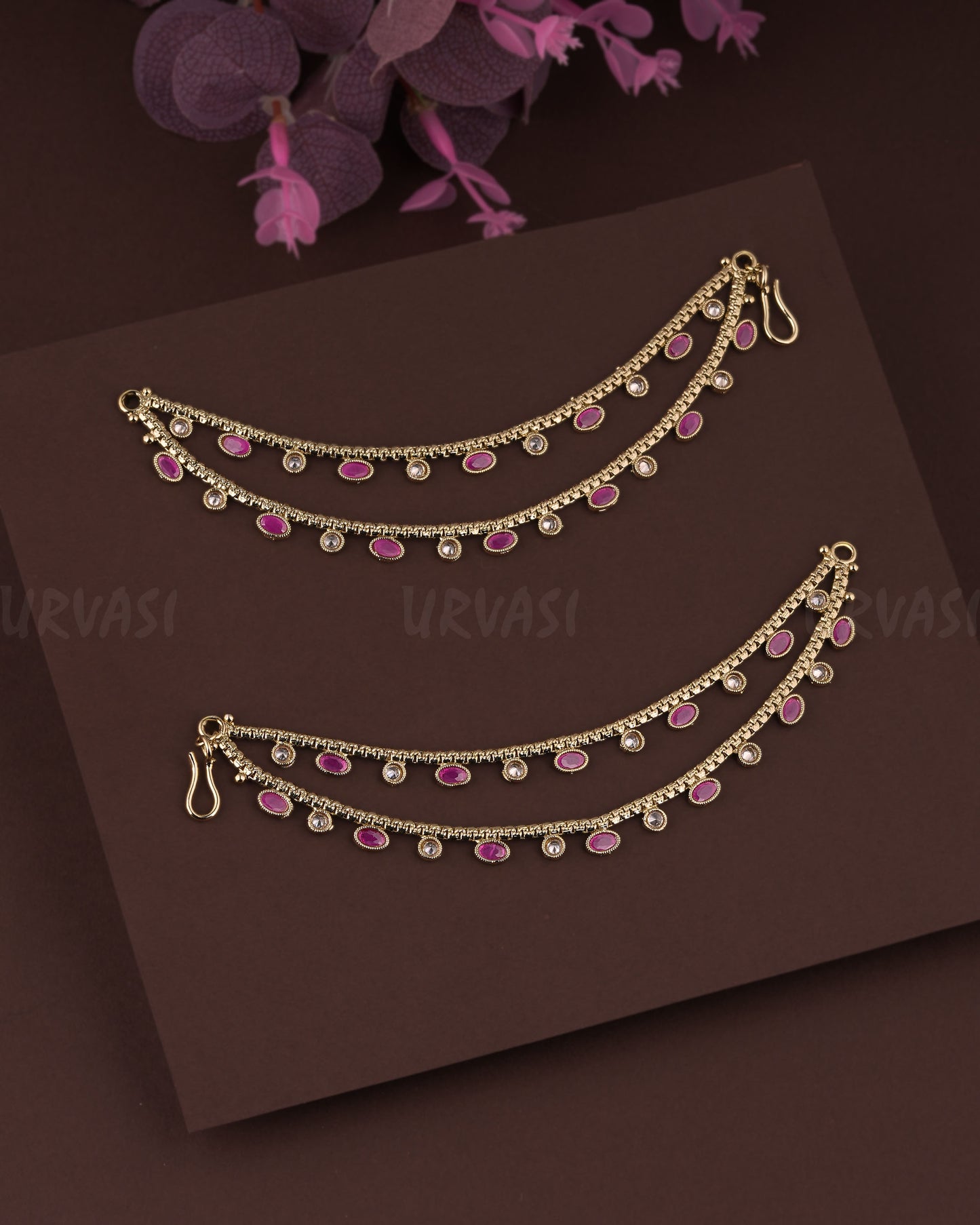 Mehendi Polish Two-Layer Ball Designed Ear Chain EC 65