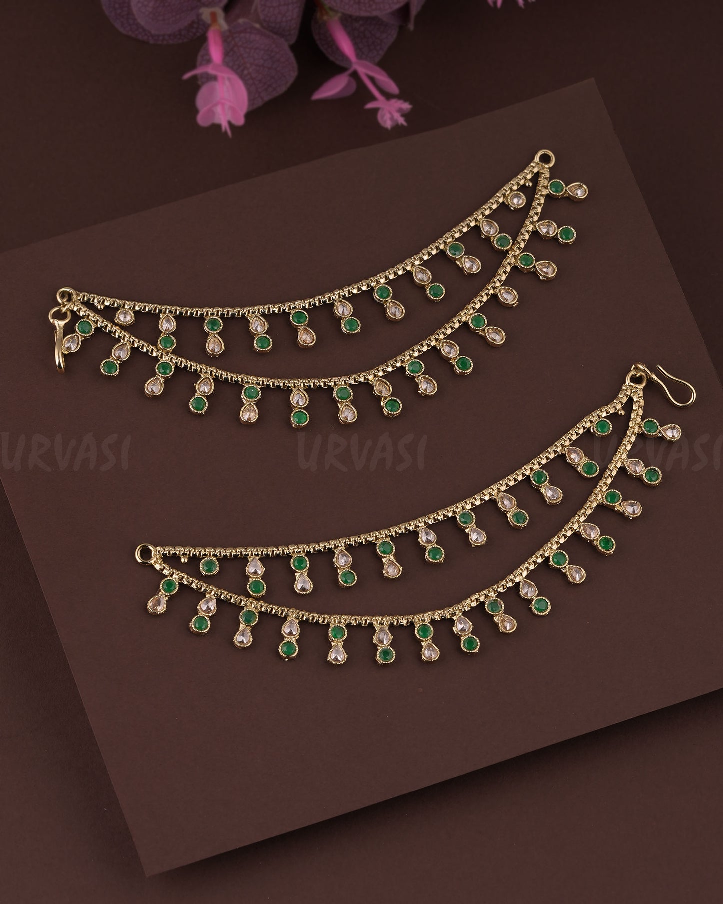 Mehendi Polish Two-Layer Drop-Designed Ear Chain EC 64