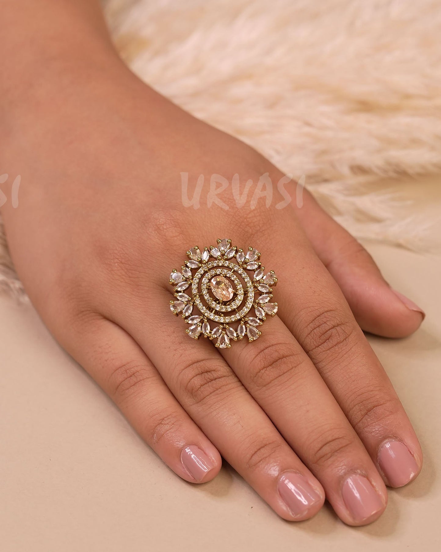 Mehendi Polish Leaf Designed Finger Ring FR 106