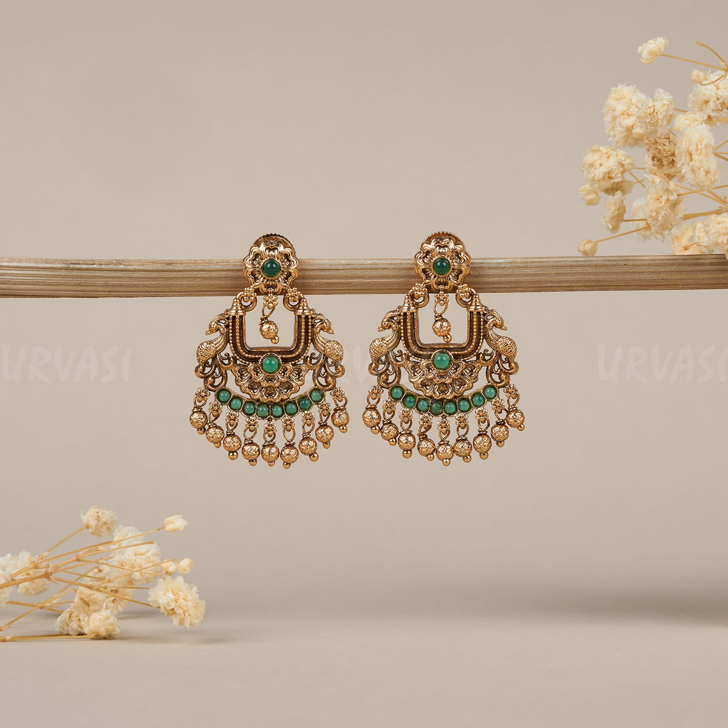 Gold-Toned Peacock Motif Earrings ER 104