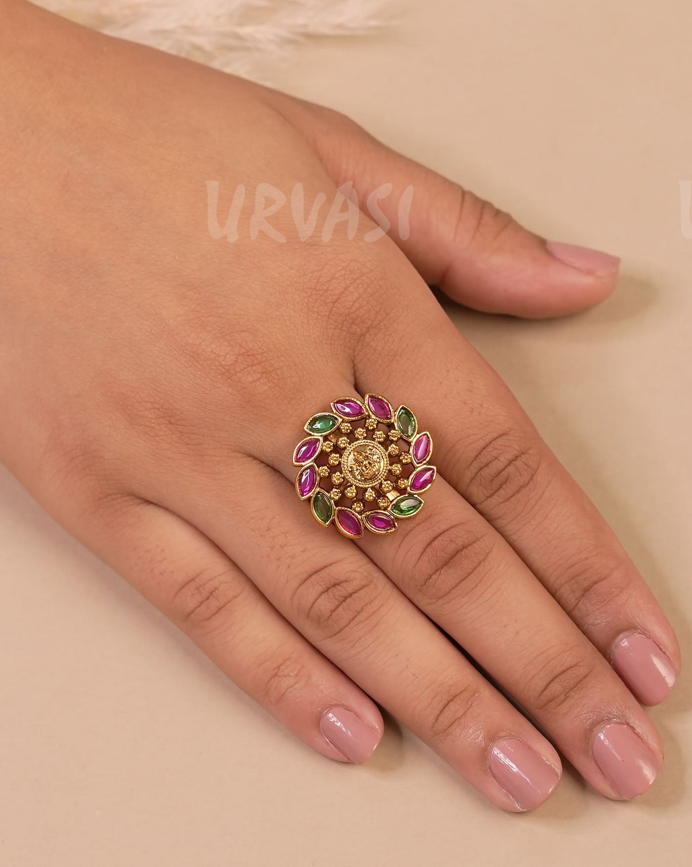 Gold-Toned Floral Replica Finger Ring FR 69