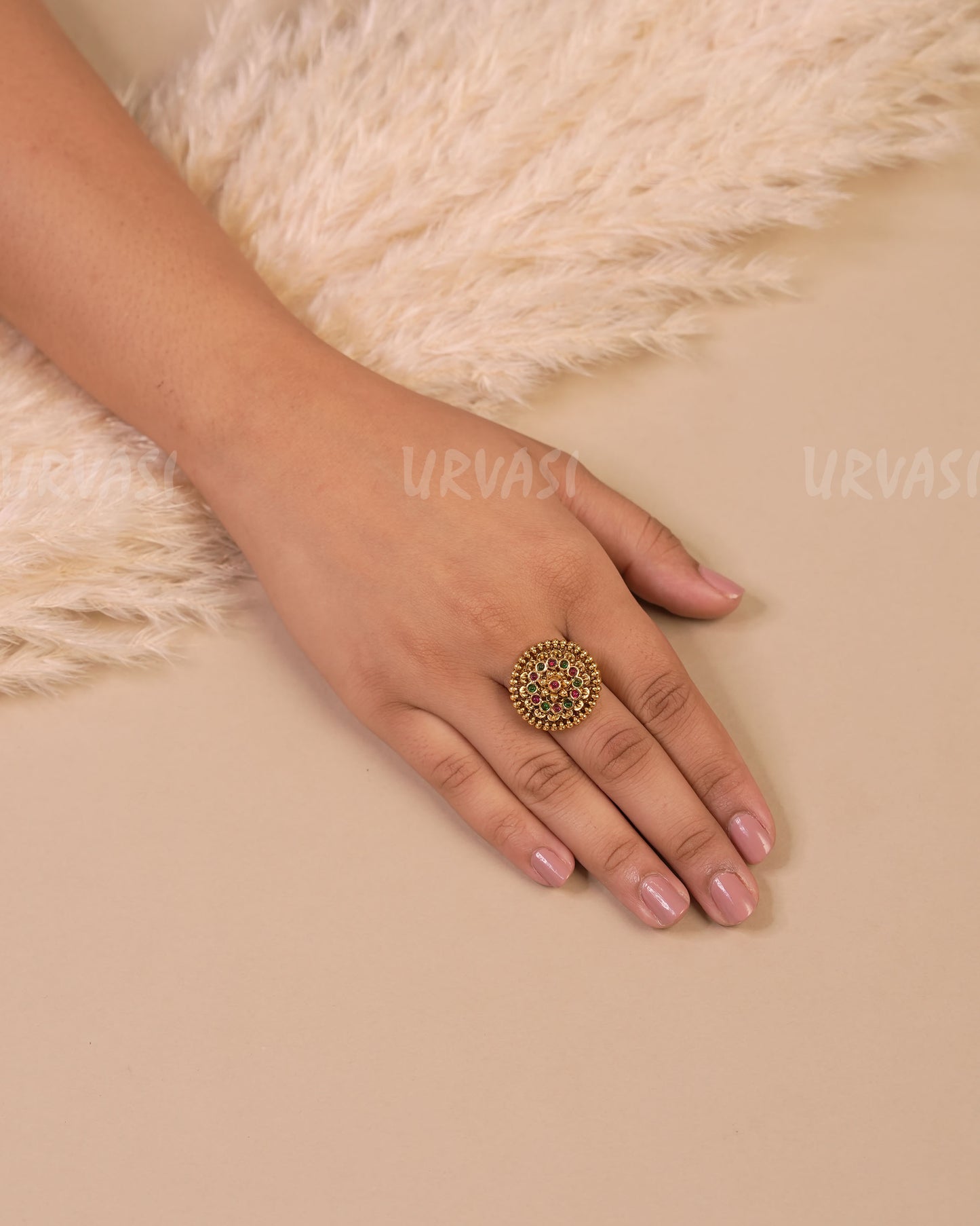 Gold-Toned Floral Replica Finger Ring FR 61