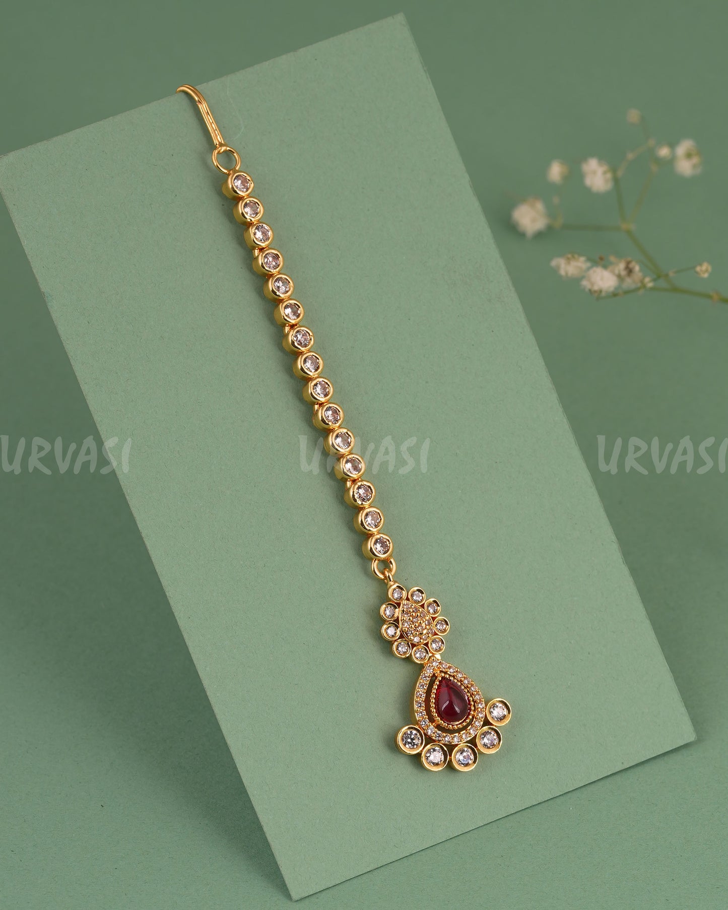 Gold-Polish Floral AD Stone Chutty CH 140