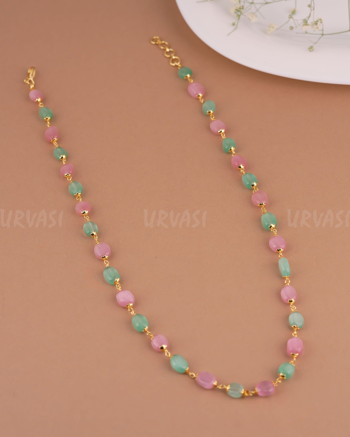 Gold-Toned One-Layer Beaded Pearl Long Mala Ma 130
