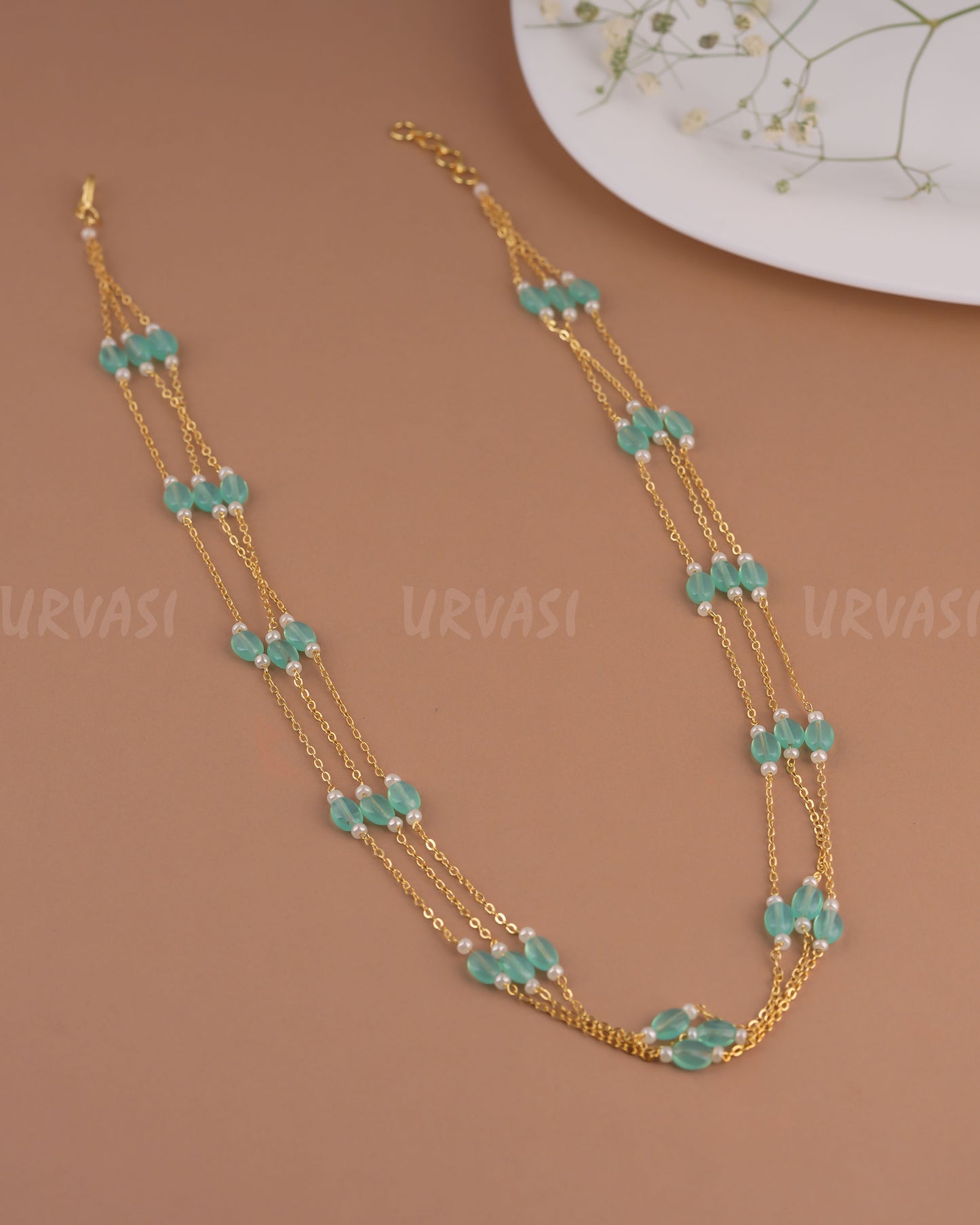 Gold-Toned Three-Layer Beaded Long Mala Mala Ma 124