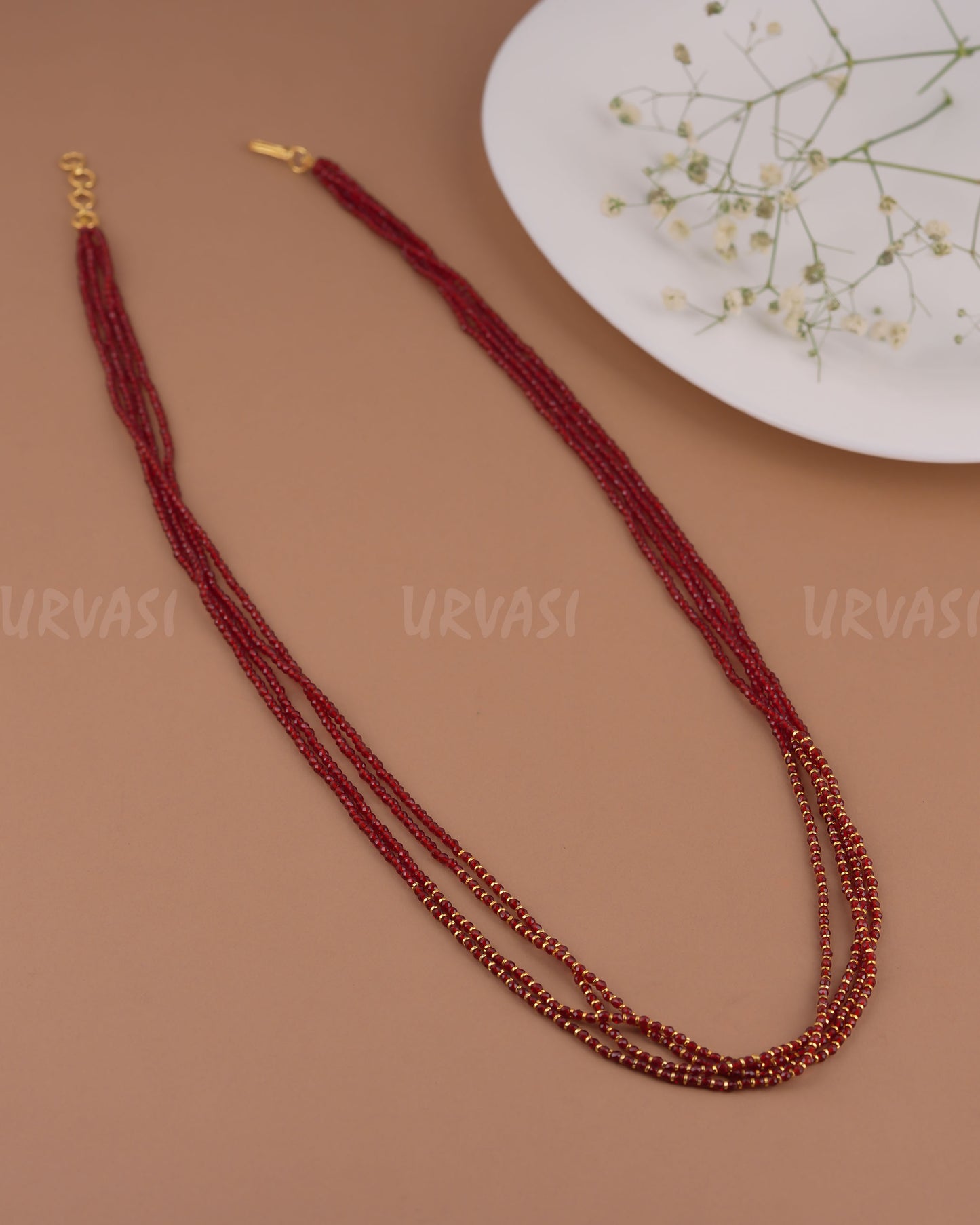 Gold-Toned Beaded Multi Layer Pearl Mala Ma 115