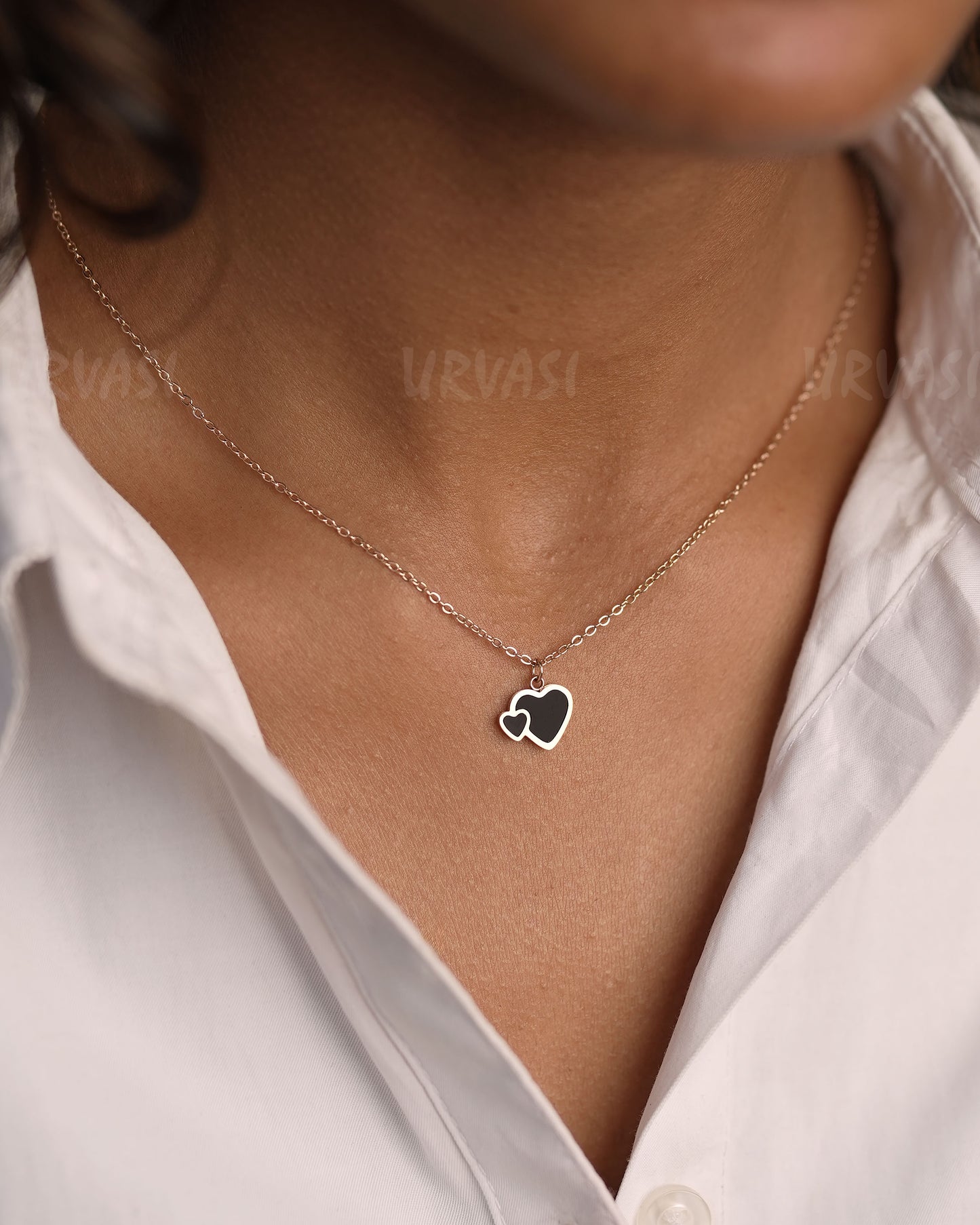 Rose Gold-Polish Heart Shaped Pendant Simple Chain SC 115