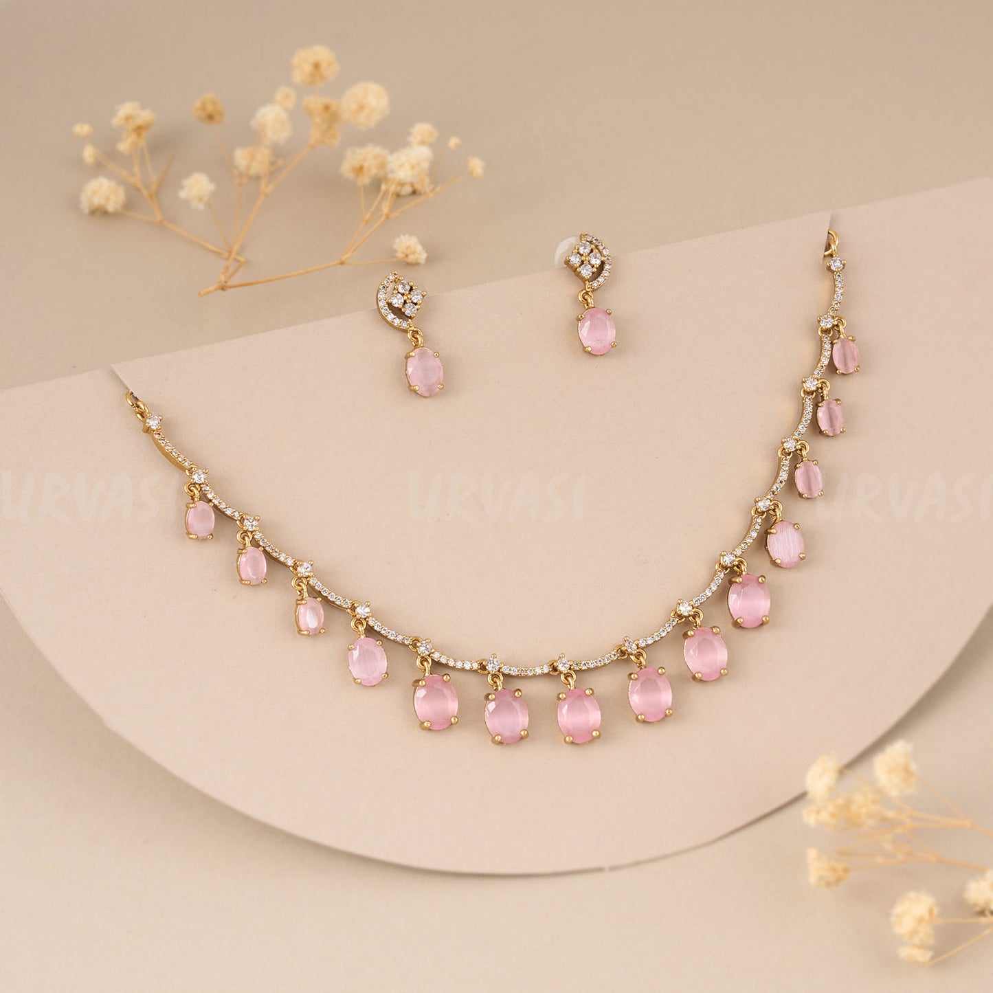 Gold-Toned Rain-Drop Designed Necklace 385