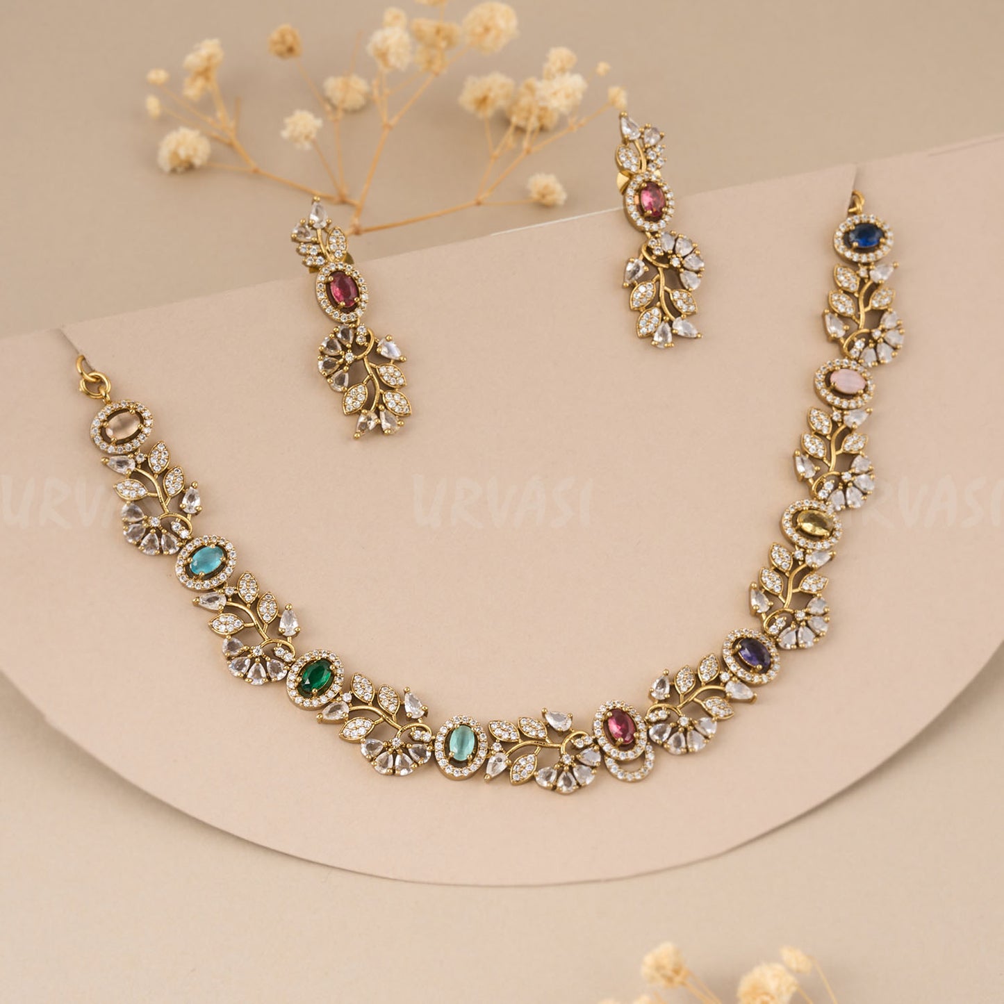Gold-Toned Floral Necklace 379