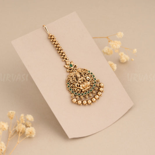 Gold-Toned Lakshmi Idol Green Chutty CH 36