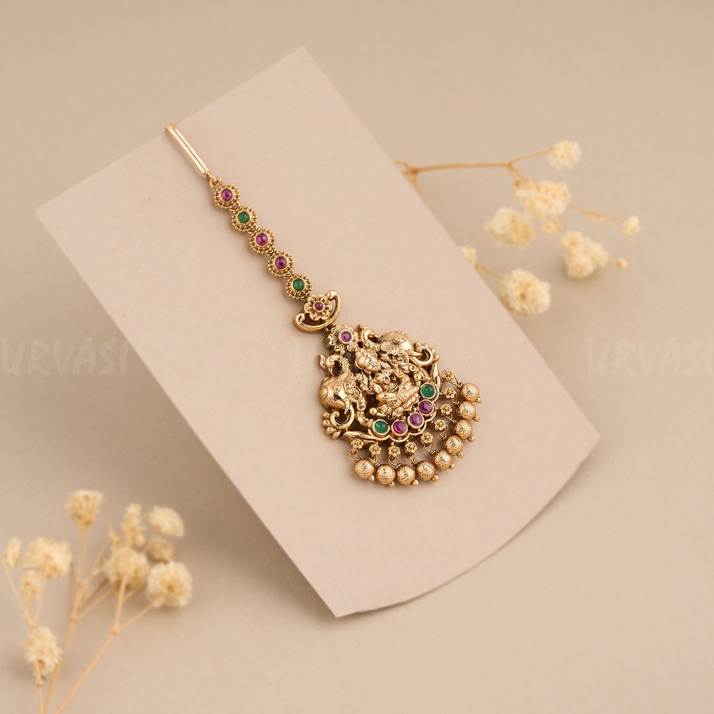Gold-Toned Lakshmi Peacock Motif Chutty CH 22