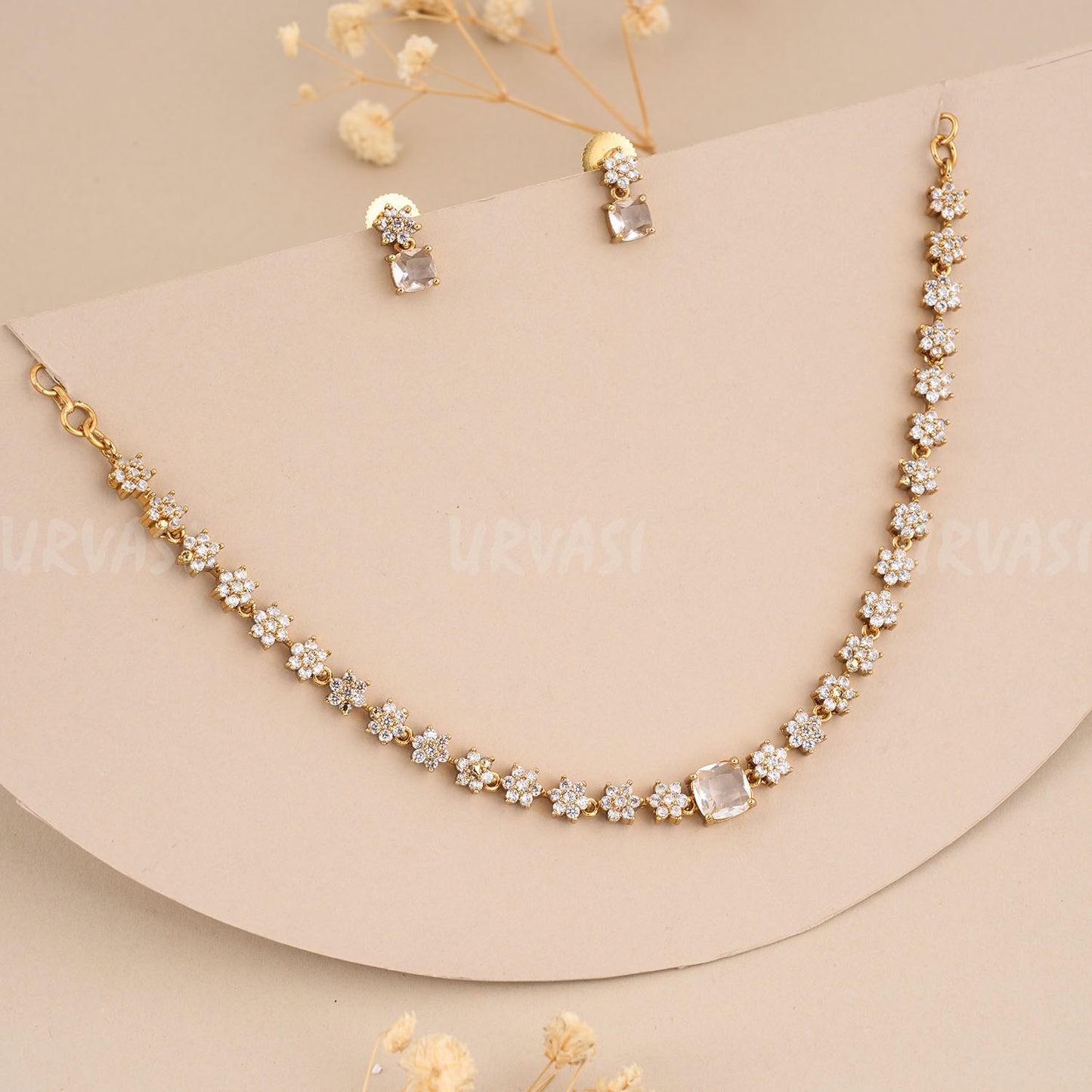Gold-Toned floral AD  Necklace 278