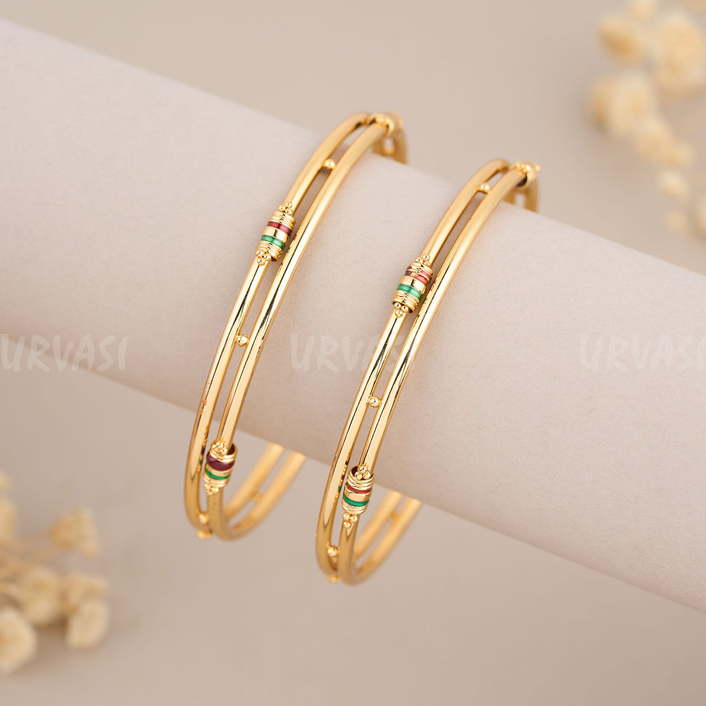 Gold-Toned Two Layer Bangles BA 65 {Set of 2}