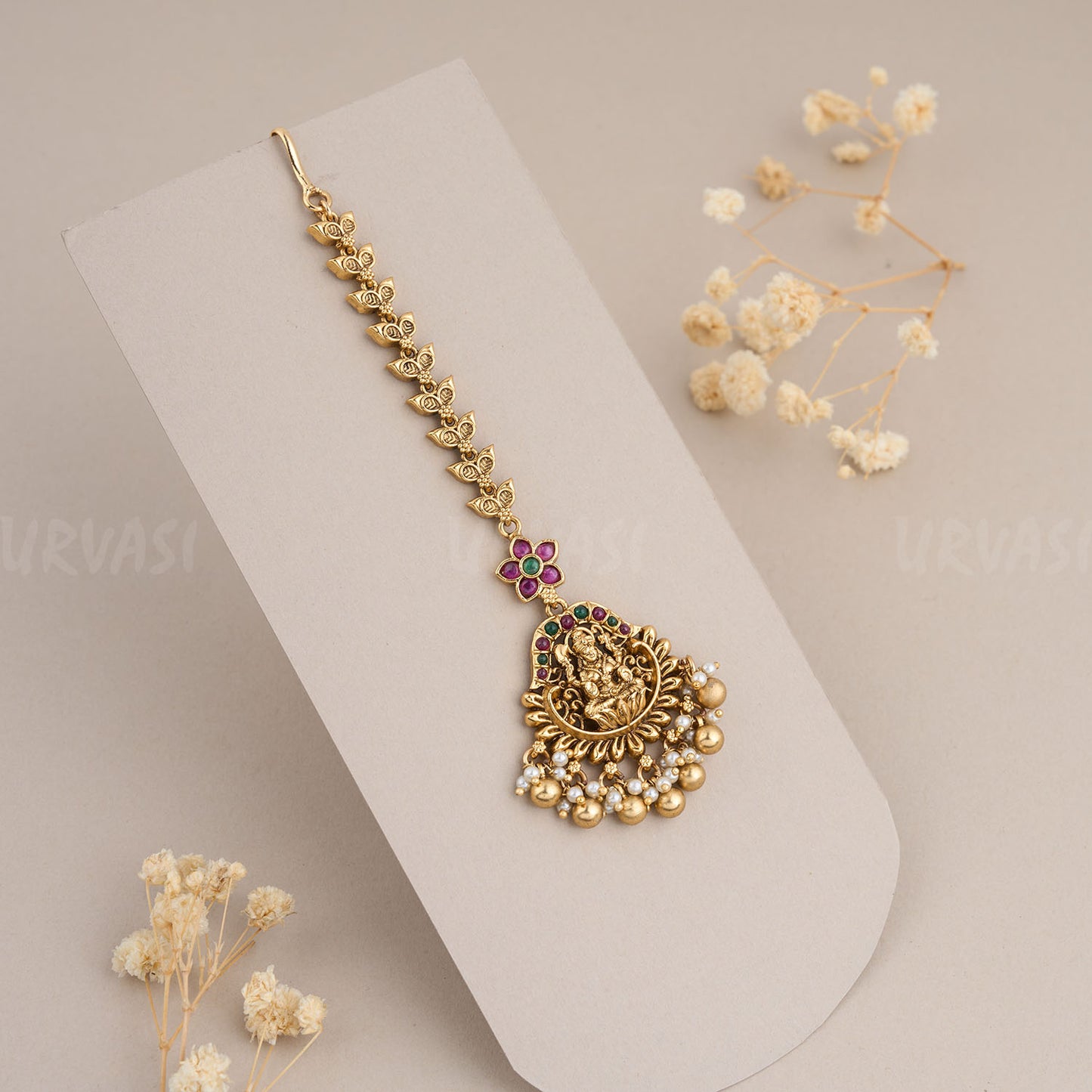 Gold-Toned Lakshmi Idol Floral Chutty CH 66