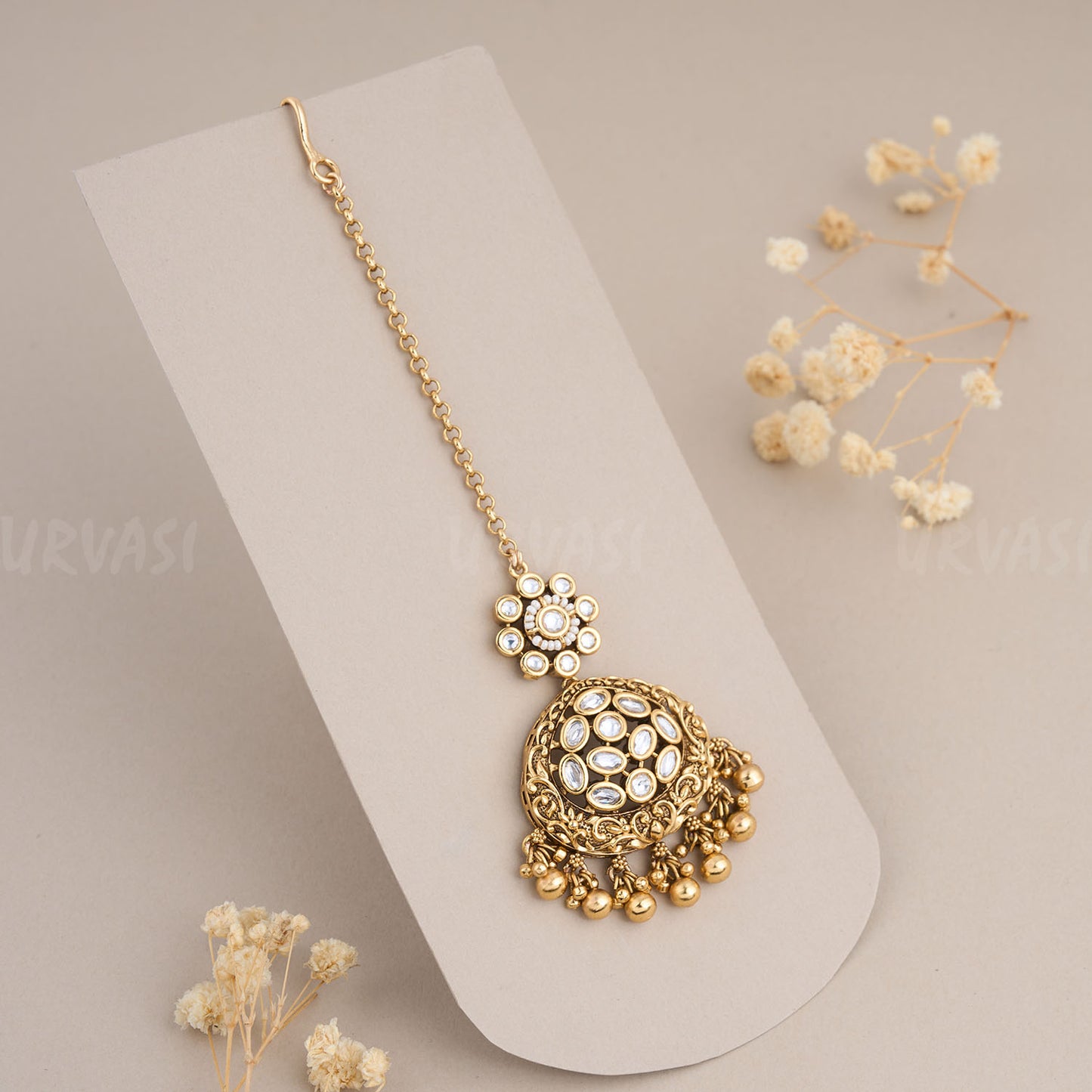 Antique Gold-Toned Polki Chutty CH 64